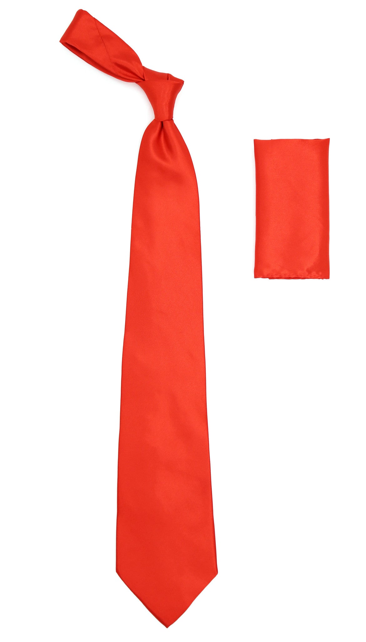 Burnt Red Satin Regular Fit Dress Shirt, Tie & Hanky Set