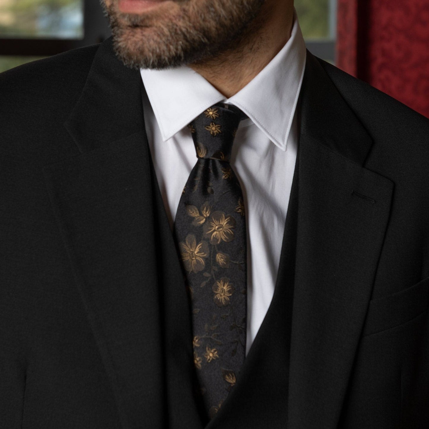 Silvio - Silk Jacquard Tie - Black - My Men's Shop