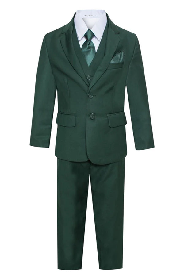 Ferrecci Boys Hunter Green 5-Piece Suit Set – Formal Kids Suit (JAX JR)