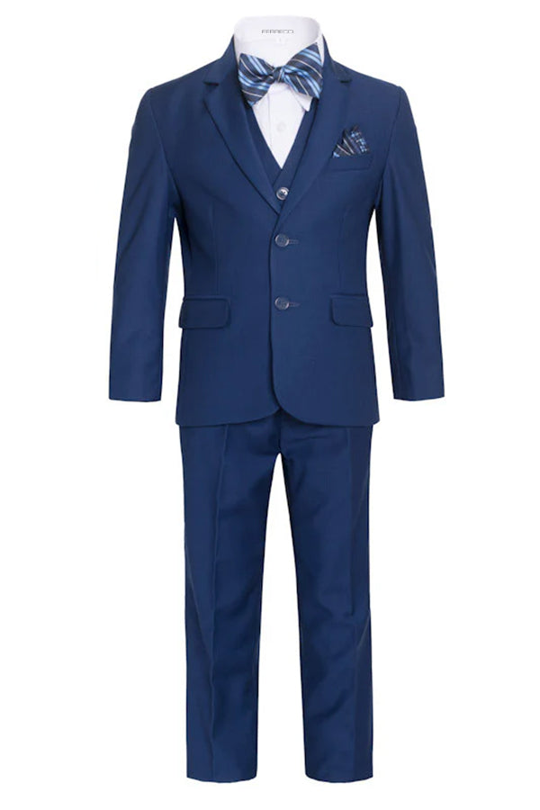 Ferrecci Boys Indigo Blue 5-Piece Suit Set β Formal Kids Suit (JAX JR)