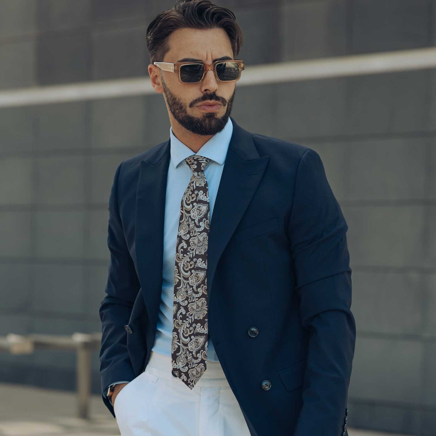 Novara - Printed Silk Tie - Brown - My Men's Shop