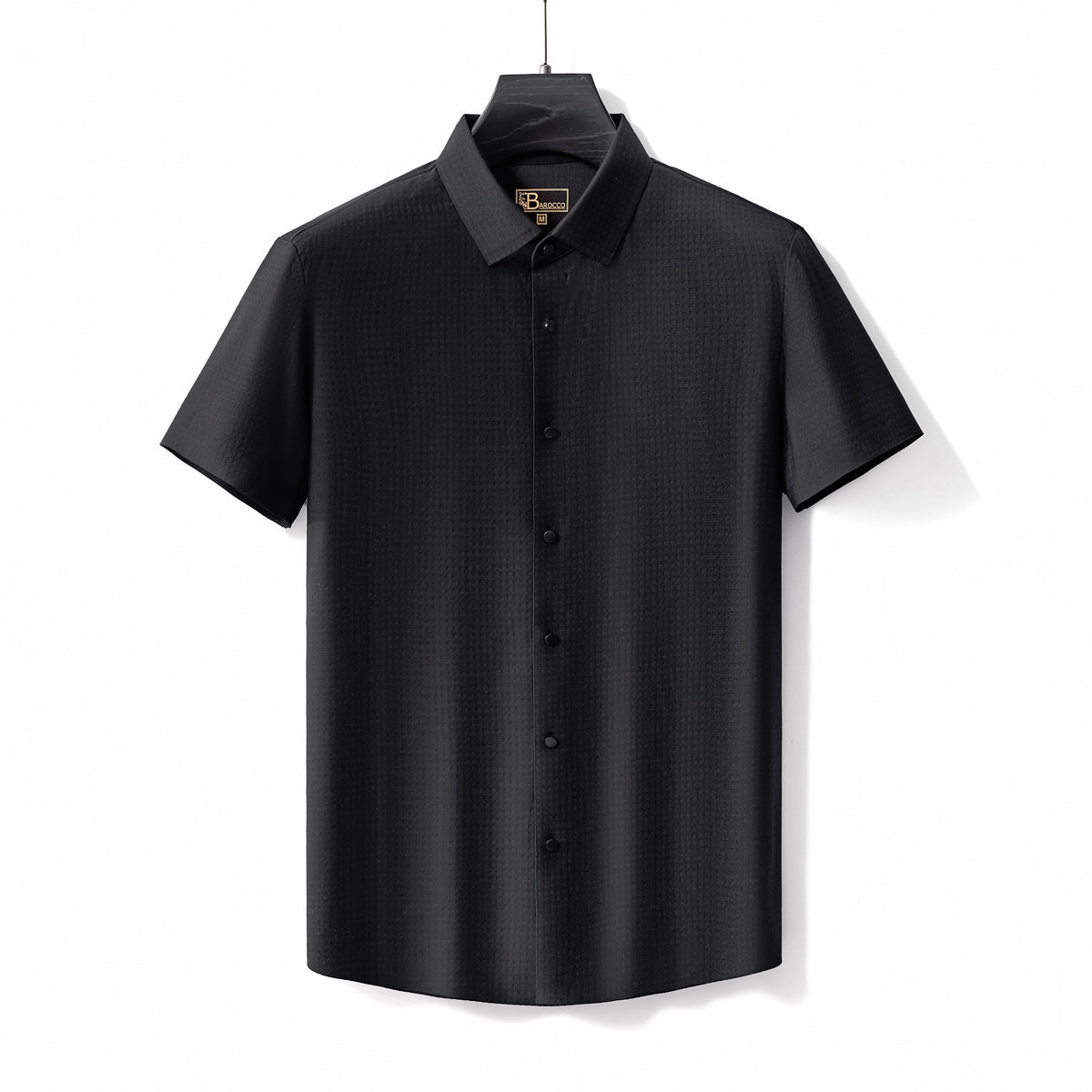 Stitchless Stretch Poplin SS Shirt BLACK - My Men's Shop
