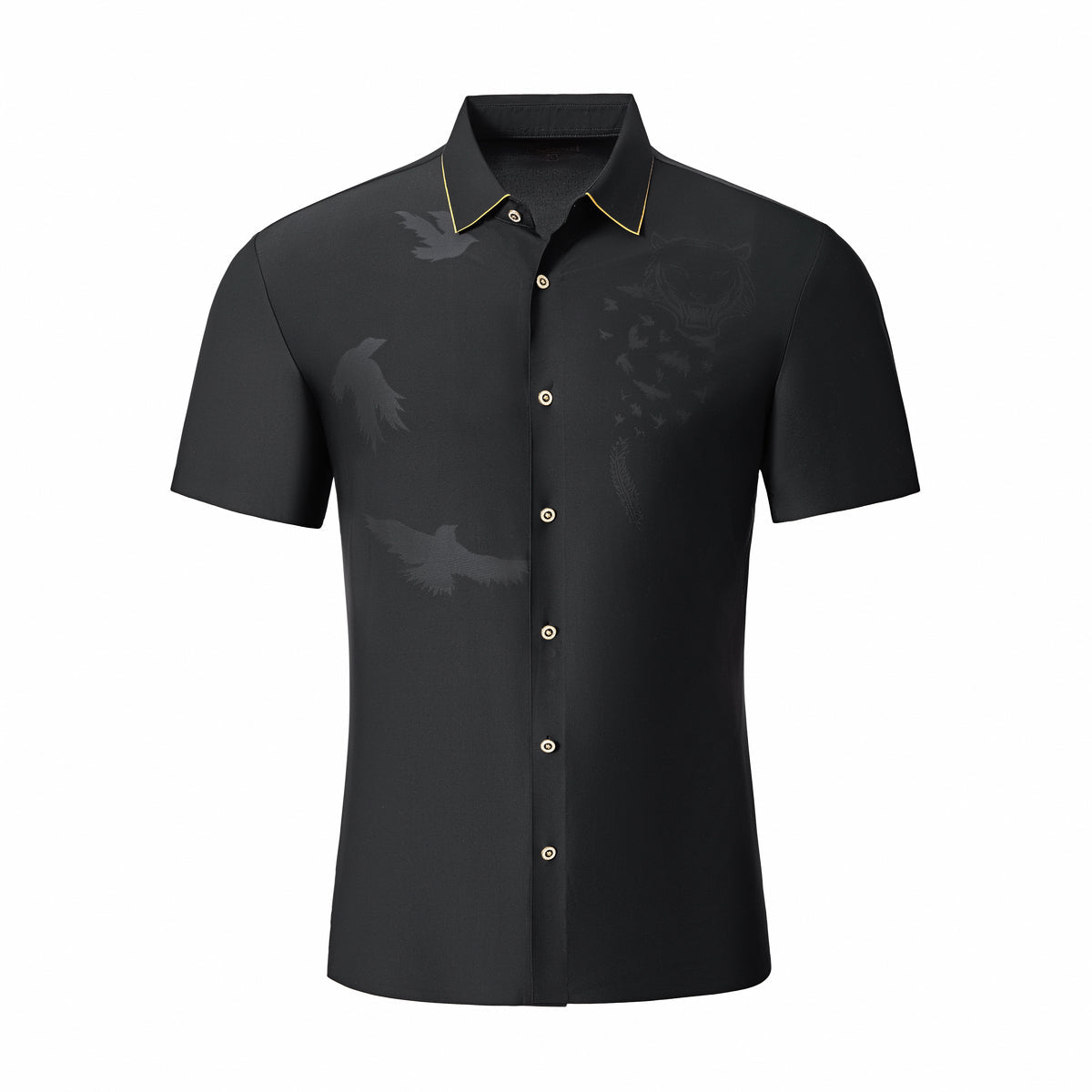 Shadow Beast Jacquard SS Shirt BLACK/GOLD - My Men's Shop