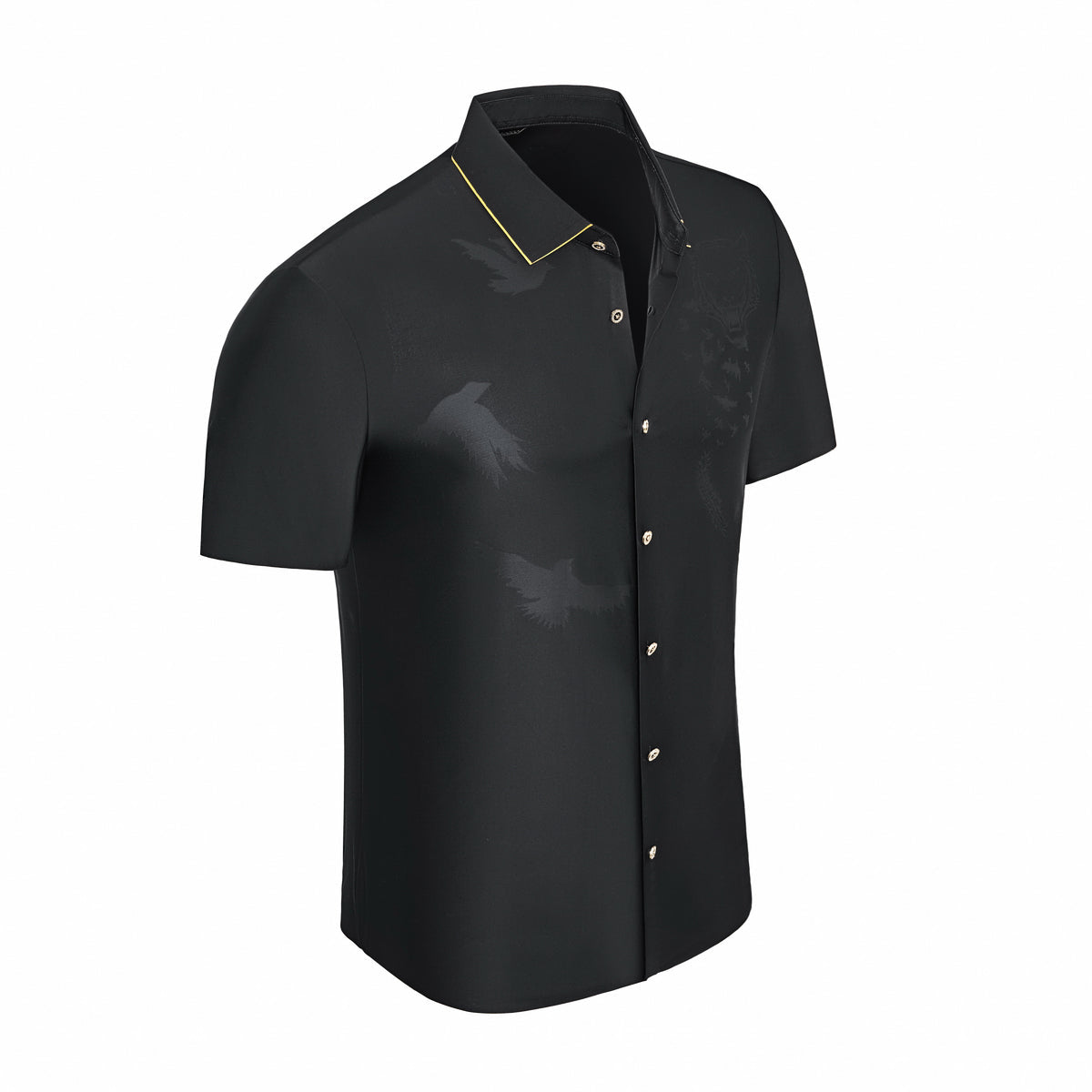 Shadow Beast Jacquard SS Shirt BLACK/GOLD - My Men's Shop