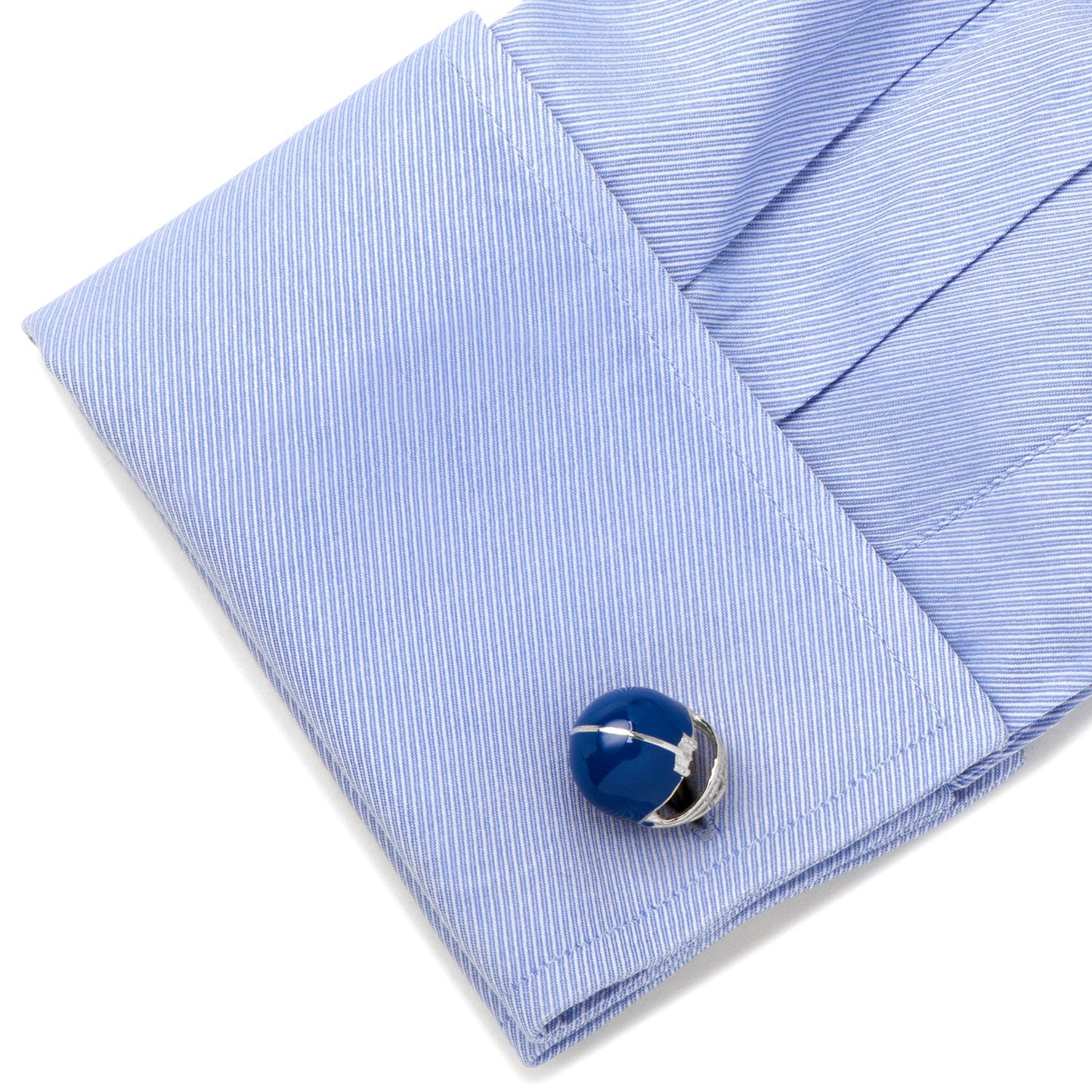 Sterling Silver Blue Football Helmet Cufflinks - My Men's Shop