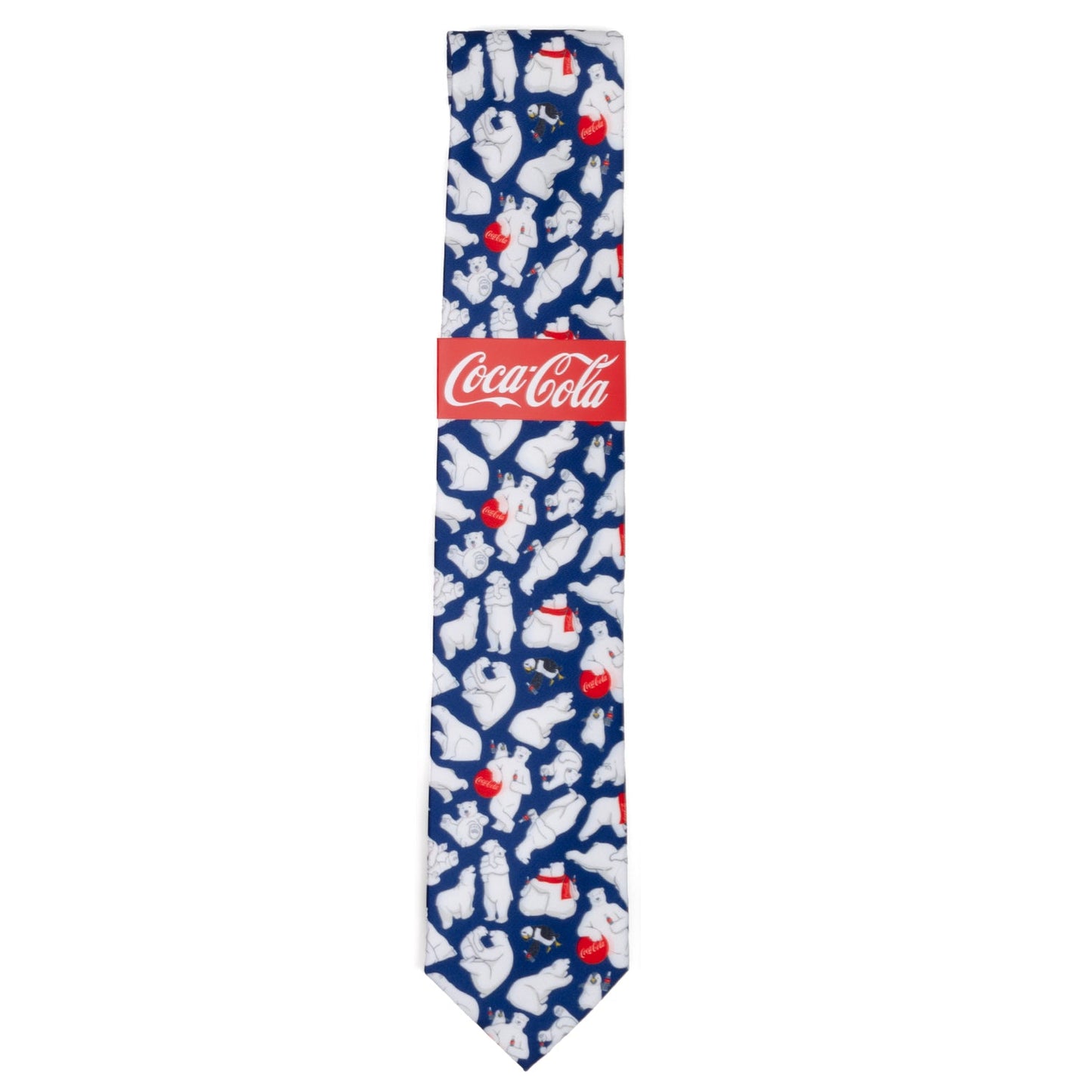 Corbata de hombre azul marino con oso polar de Coca-Cola