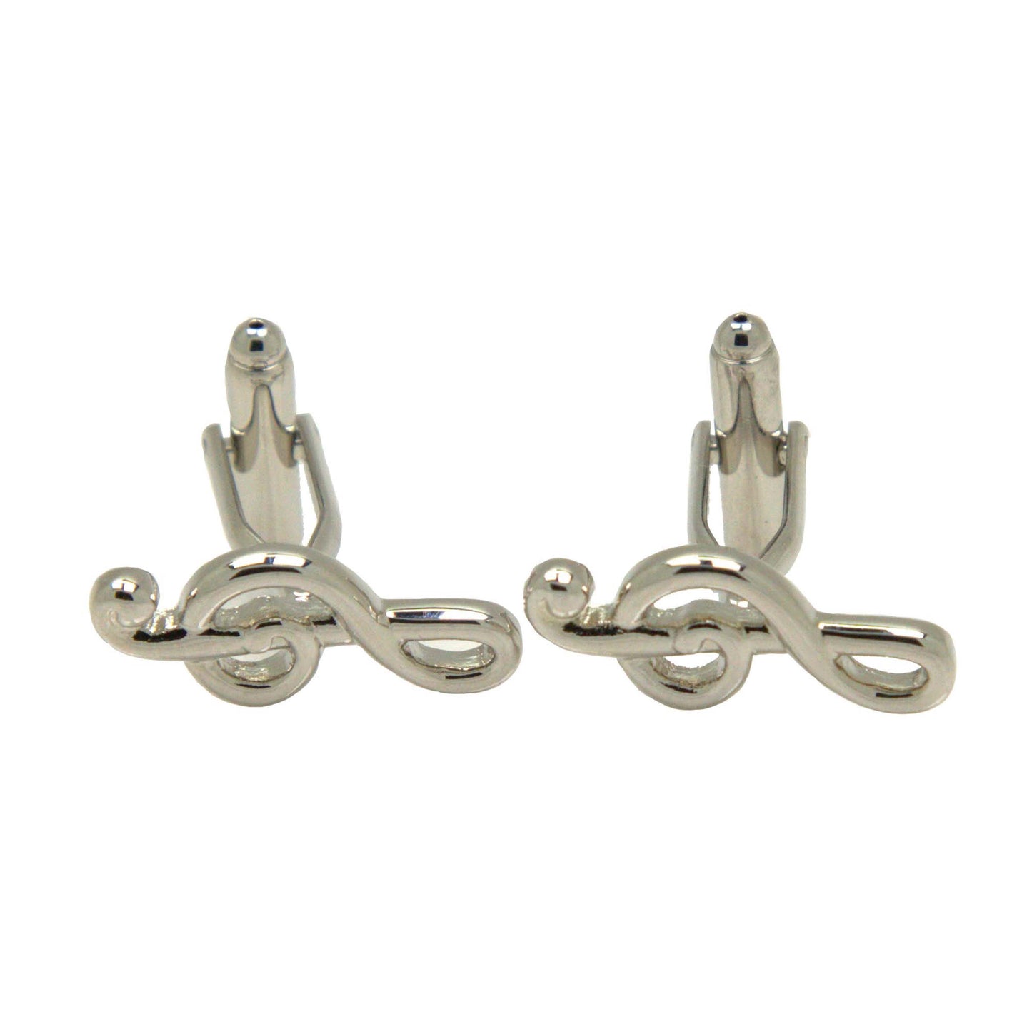Silvertone Novelty Music Note Cufflinks with Jewelry Box