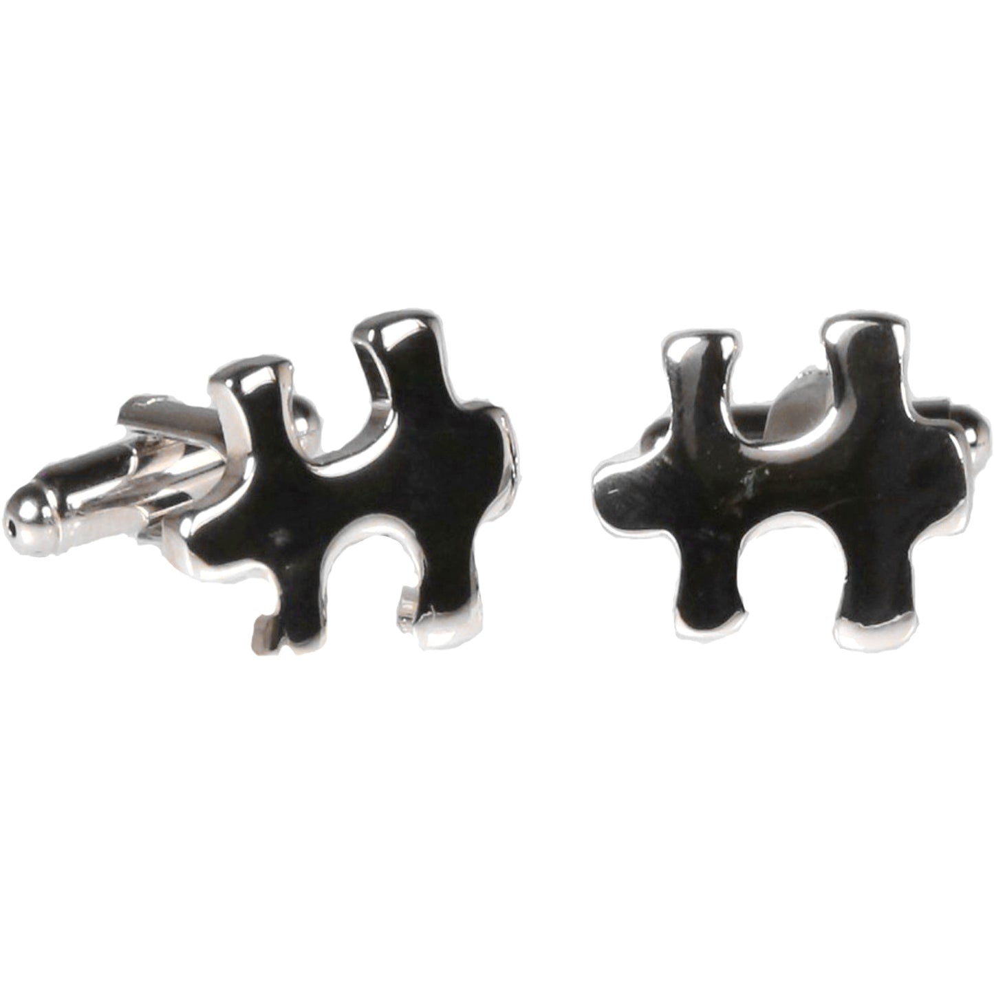 Silvertone Novelty Puzzle Piece Cufflinks with Jewelry Box
