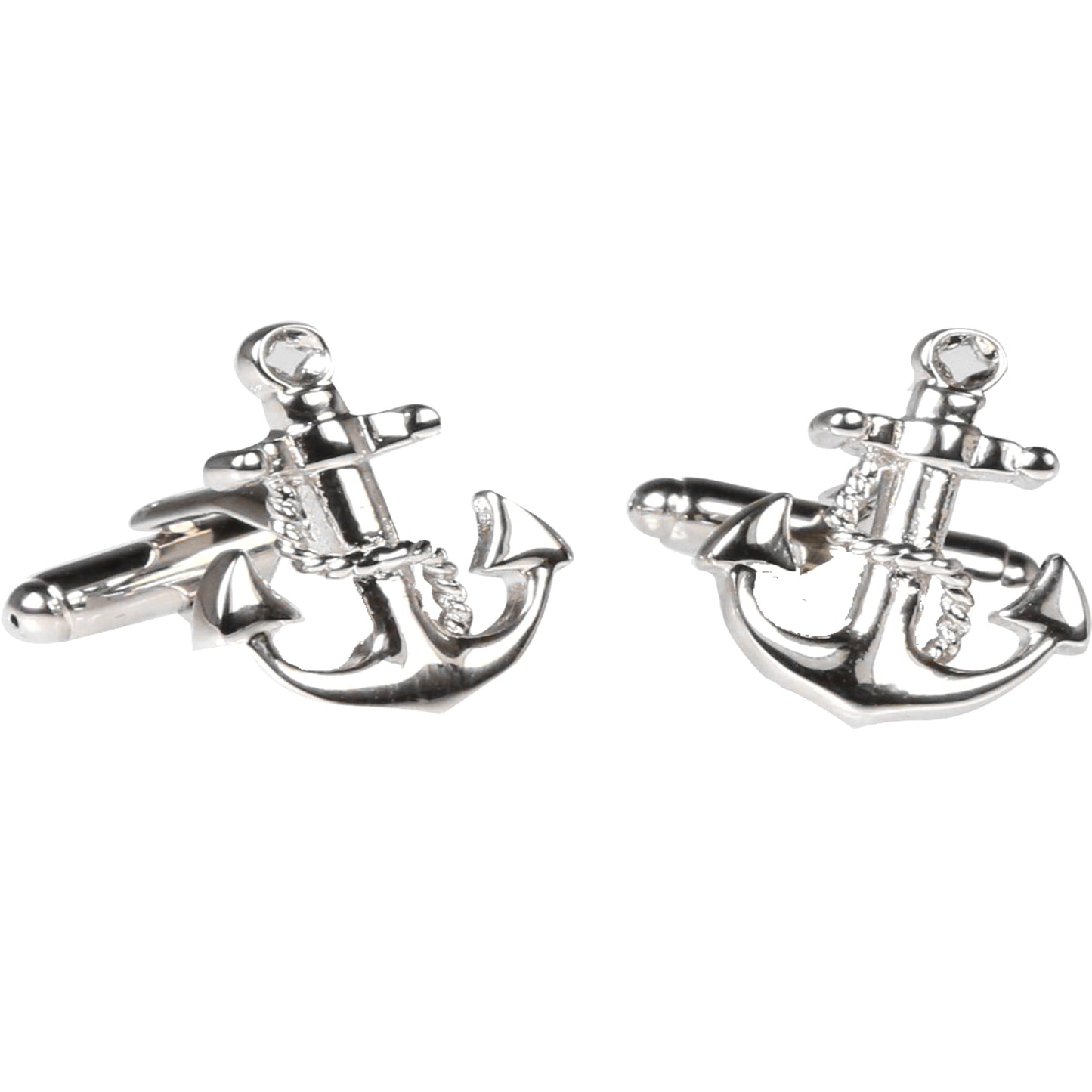 Silvertone Novelty Anchor Cufflinks with Jewelry Box