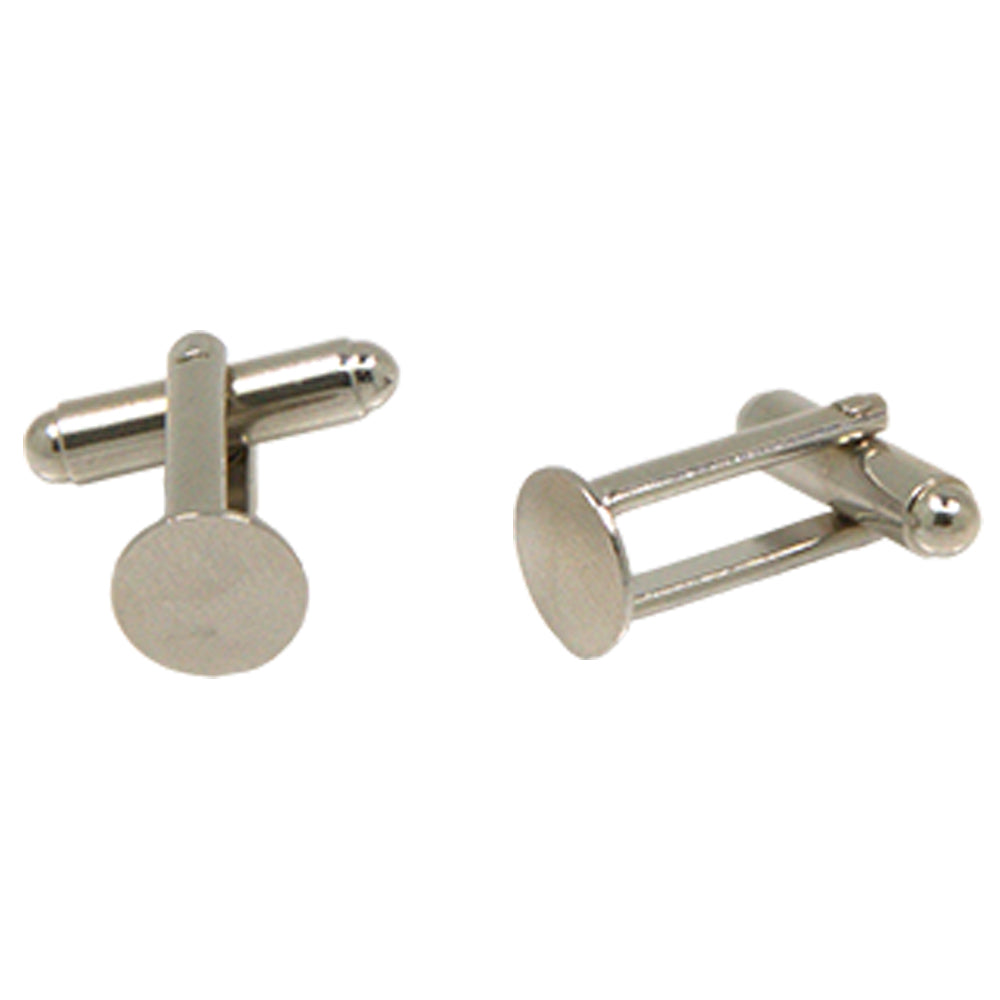 Silvertone Circle Cufflinks with Jewelry Box