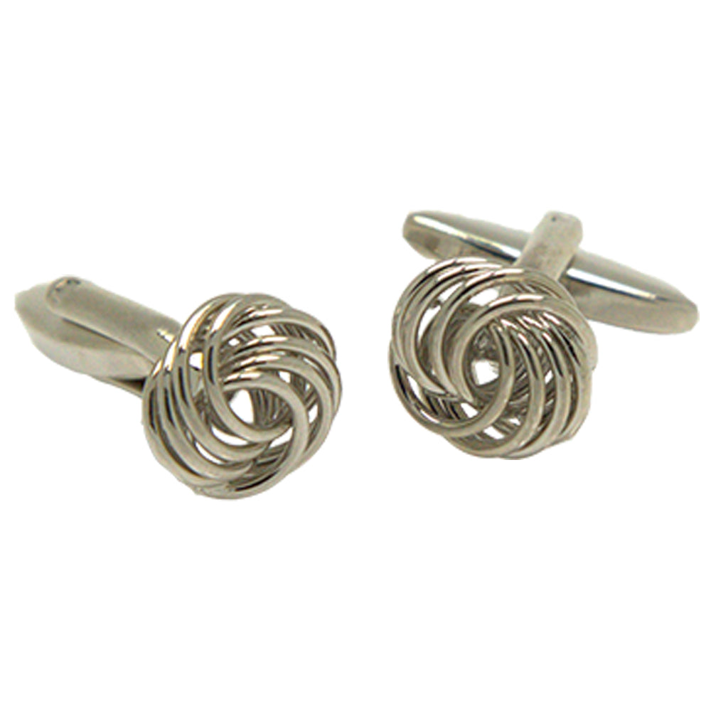 Men’s Silvertone Novelty Silver Coil Knot Cufflinks