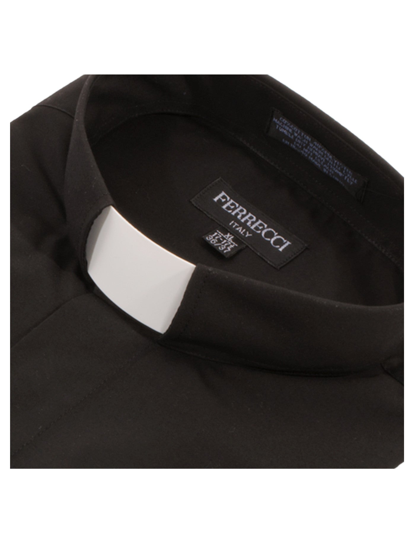 Black Clergy Deacon Bishop Priest Mandarin Half-Tab Collar Dress Shirt