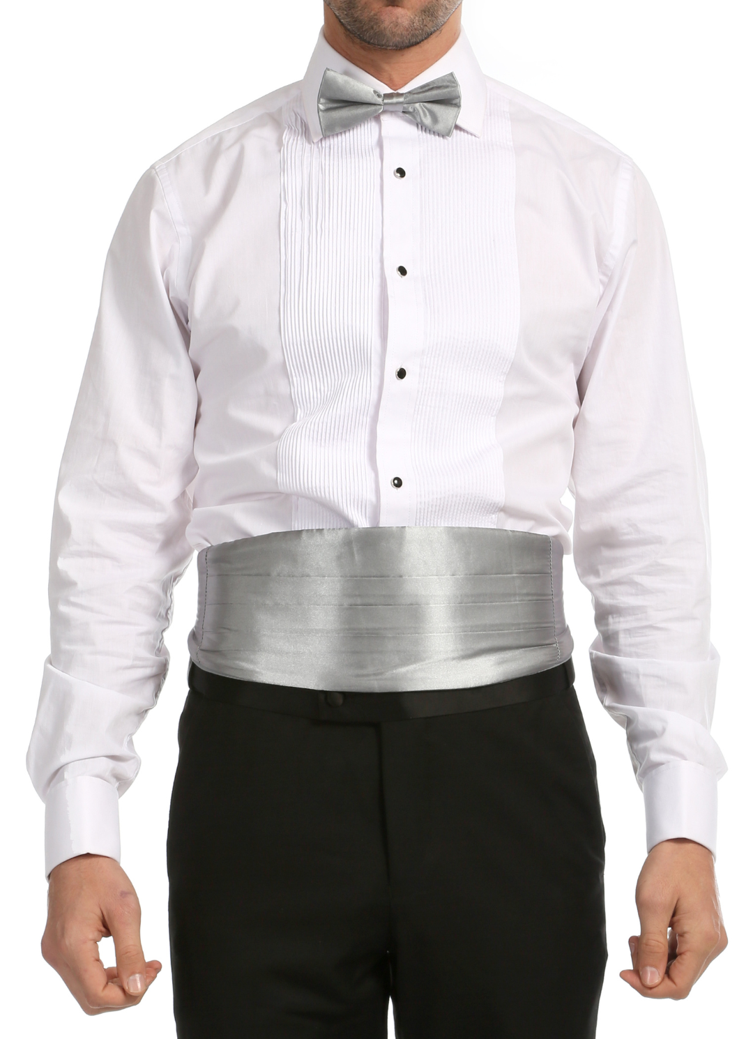 Men's Grey Satin Cummerbund & Bow Tie Set – Adjustable Tuxedo Set
