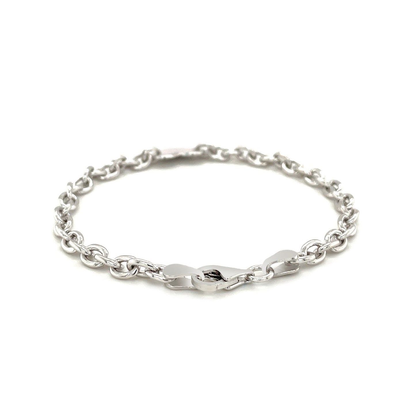 Pulsera de cadena de plata de ley con baño de rodio y corazón plano
