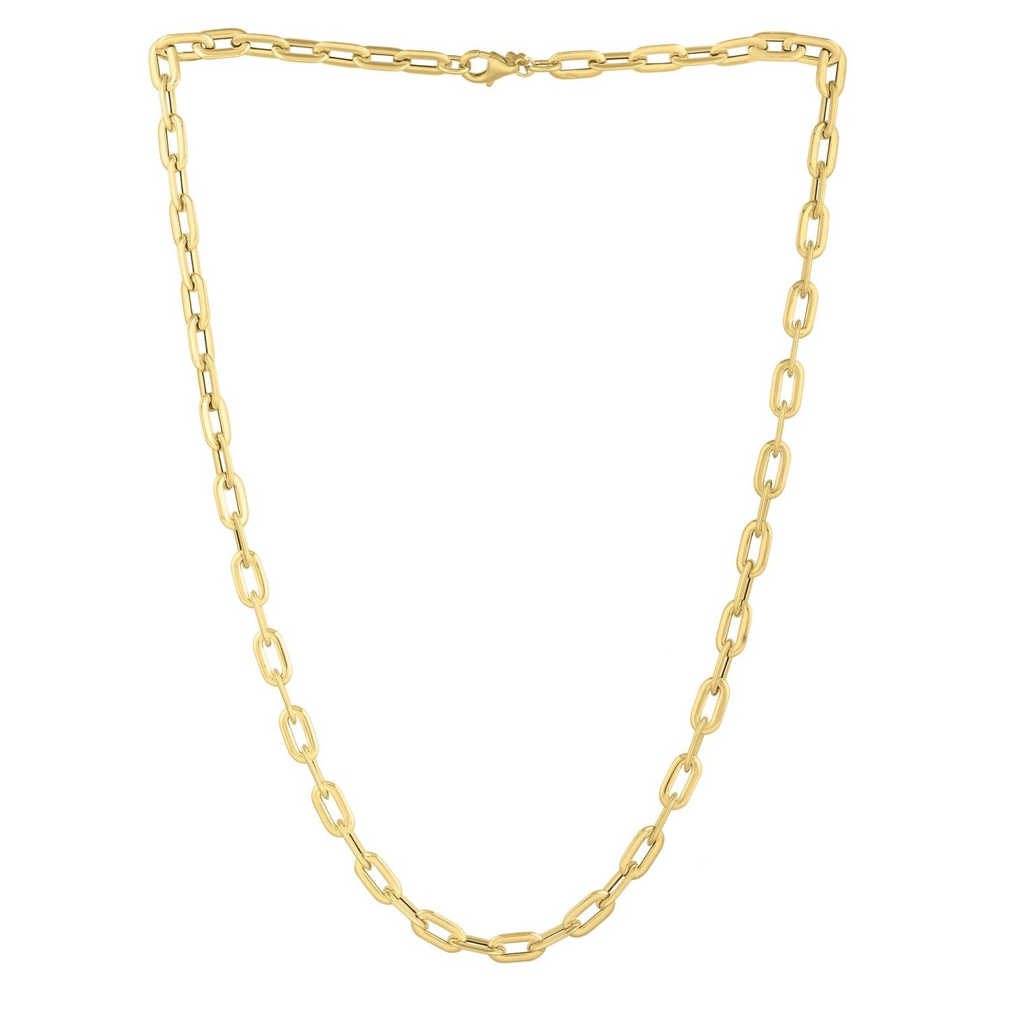 Collar de cadena con eslabones ovalados abombados tipo clip de oro amarillo de 14k (5.30 mm)
