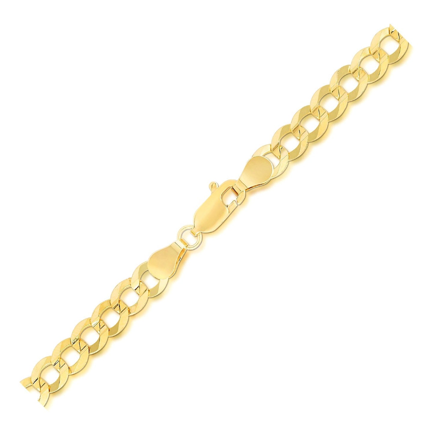 Pulsera sólida de oro amarillo de 14k y 5,7 mm con eslabones tipo barbada