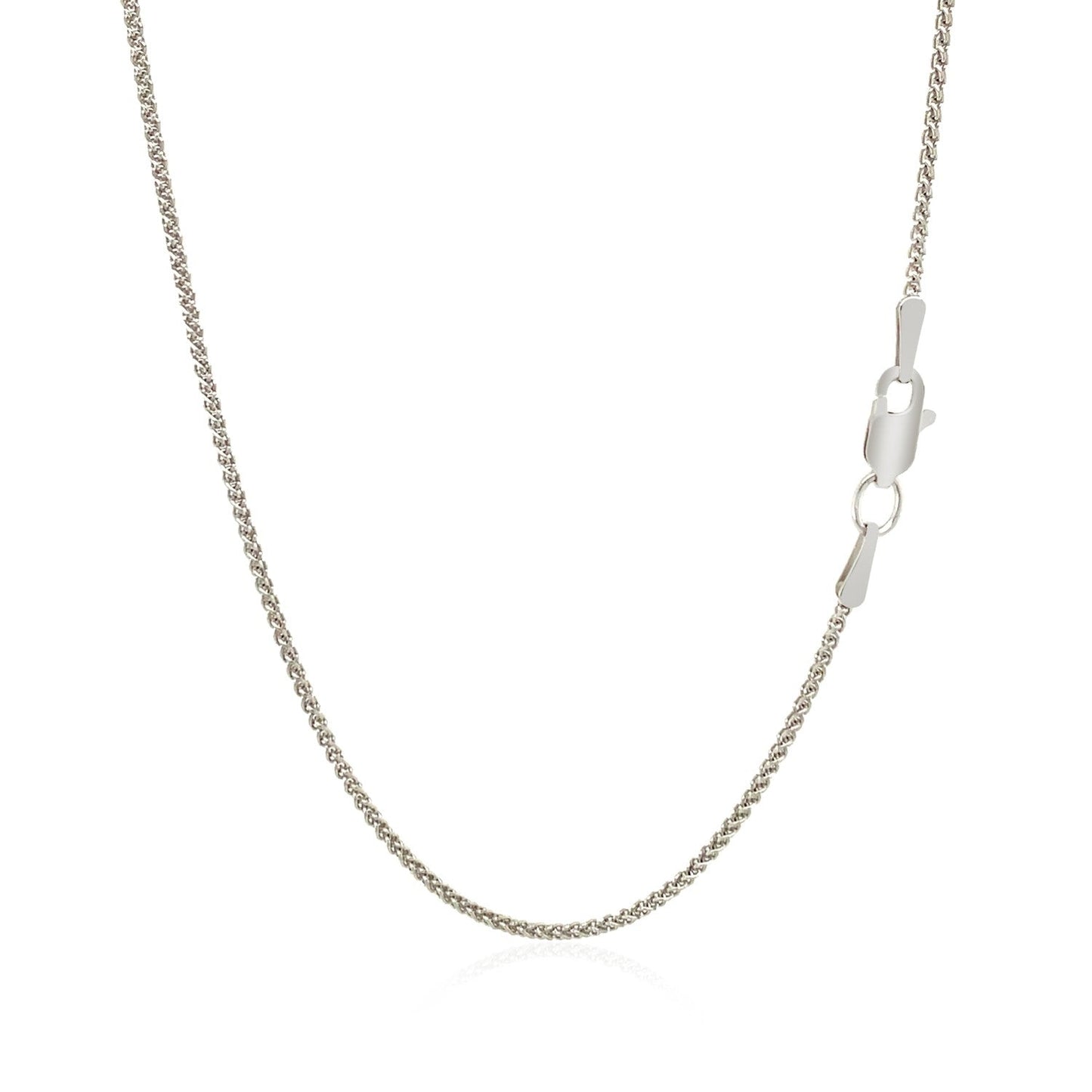 Cadena redonda de trigo de oro blanco de 18k 1,4mm
