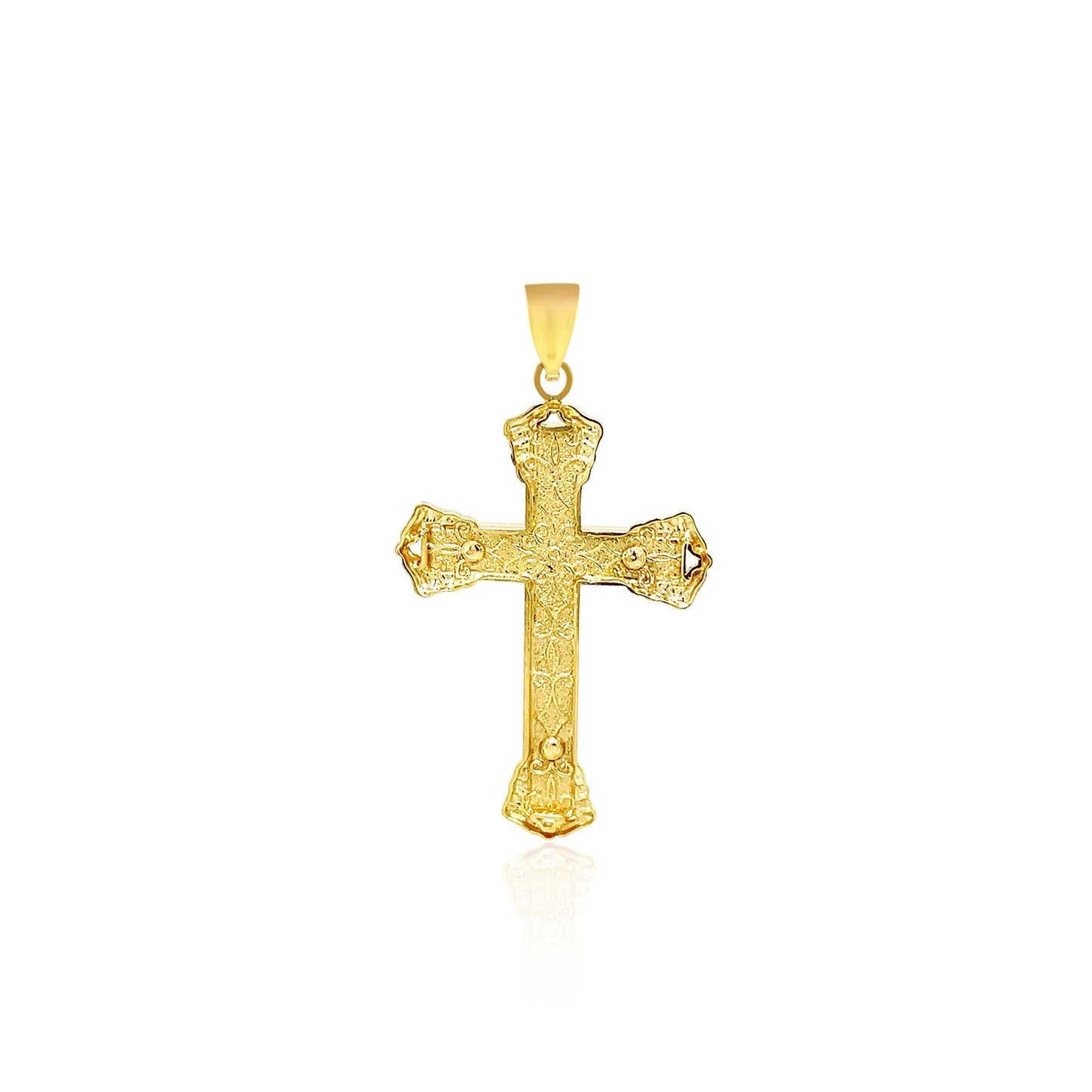 Colgante de cruz de ónix negro de oro amarillo de 14k