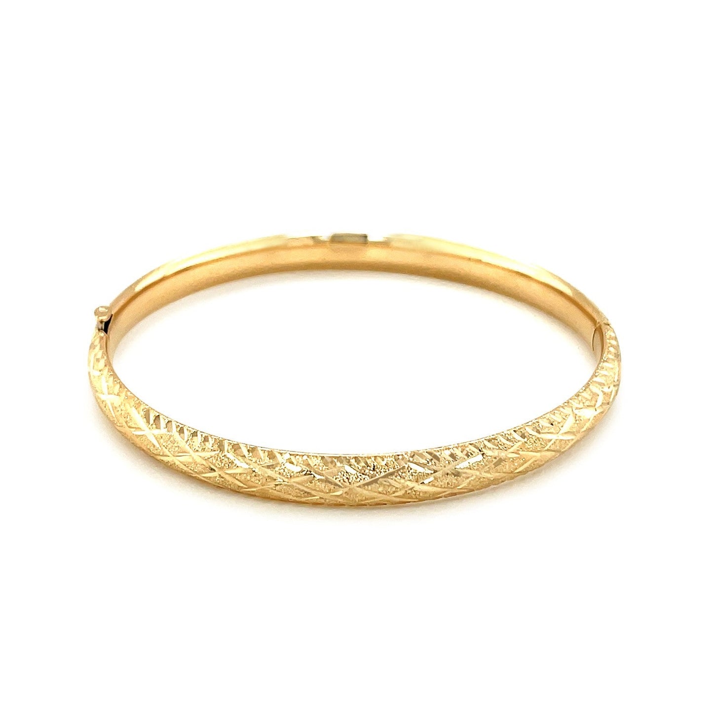 Pulsera para niños de oro amarillo de 14k con diseño de corte de diamante motivo domo