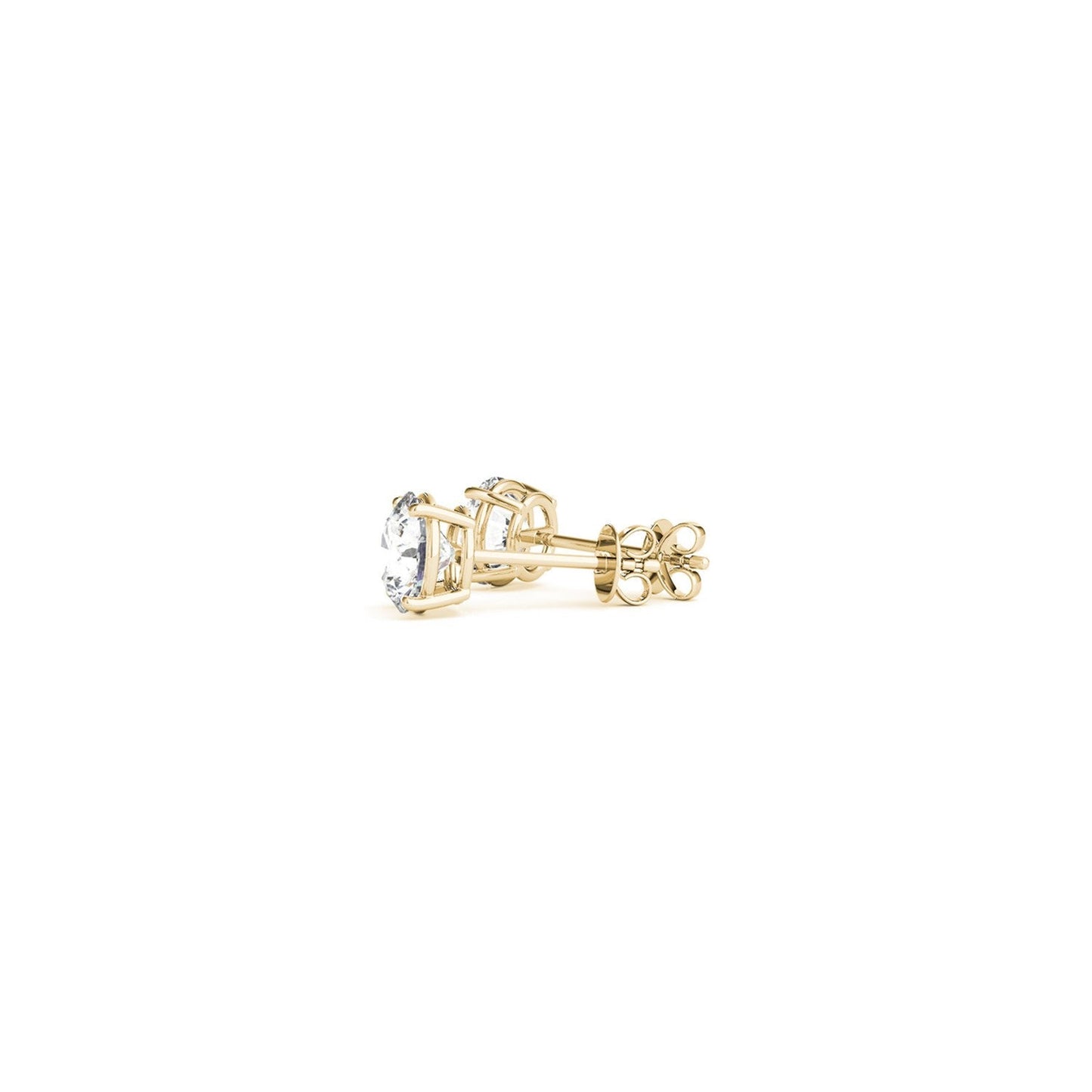 Aretes de diamante redondo cultivado en laboratorio de 1 quilate total certificado IGI de oro amarillo de 14k (G/VS2)