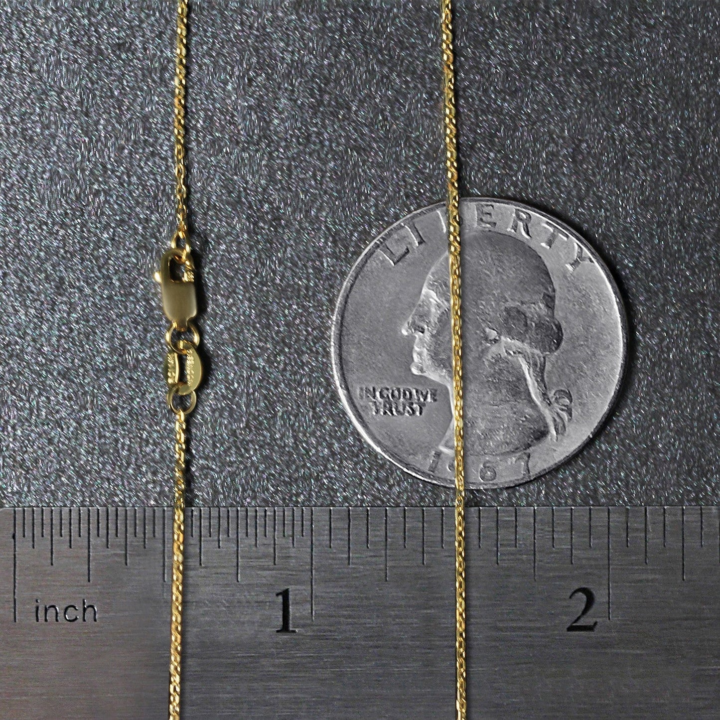 Cadena de eslabones tipo cable con corte de diamante de oro amarillo de 14k y 0.8mm