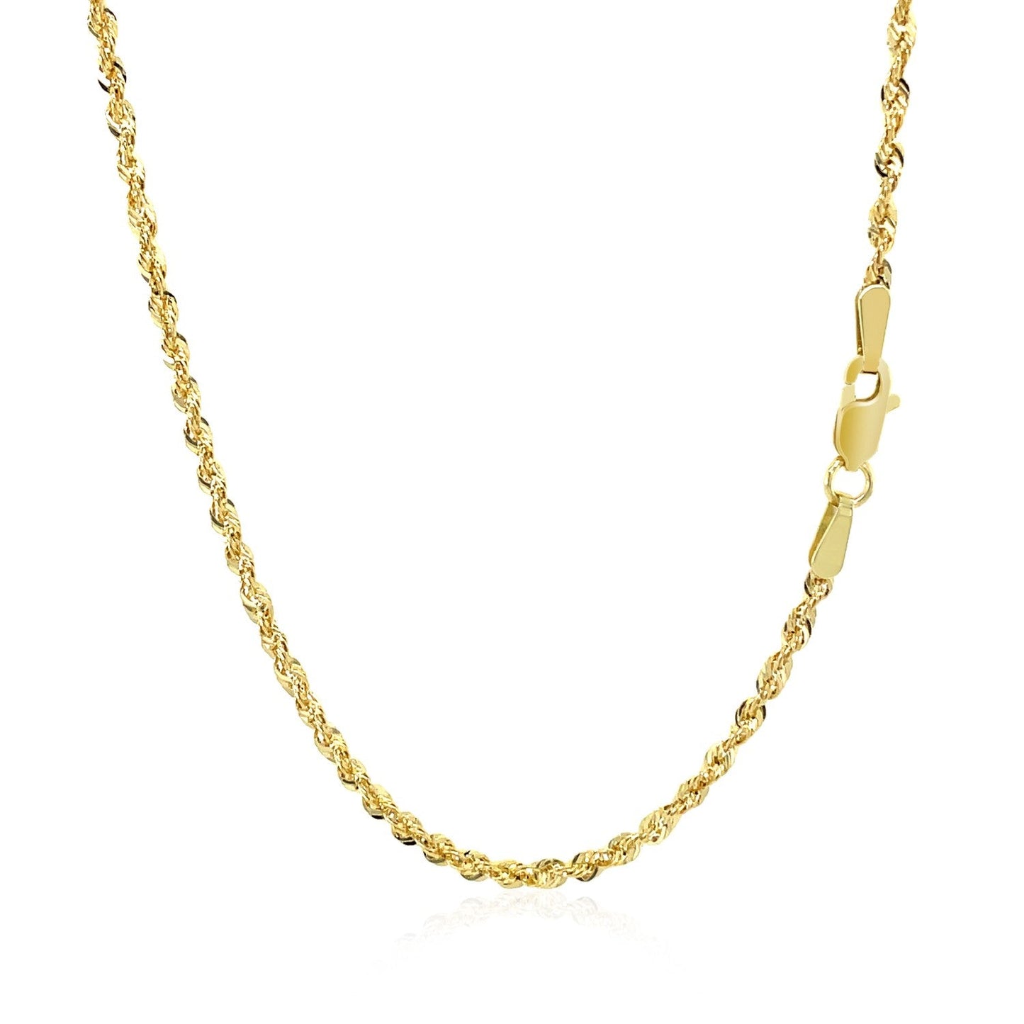 Cadena de soga hueca de oro amarillo de 10K con corte de diamante (2.00 mm)