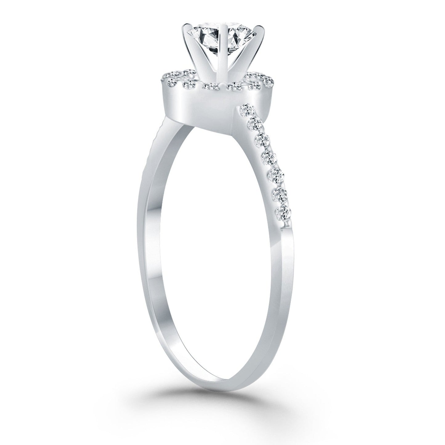 Anillo de compromiso con halo de diamantes en oro blanco de 14k