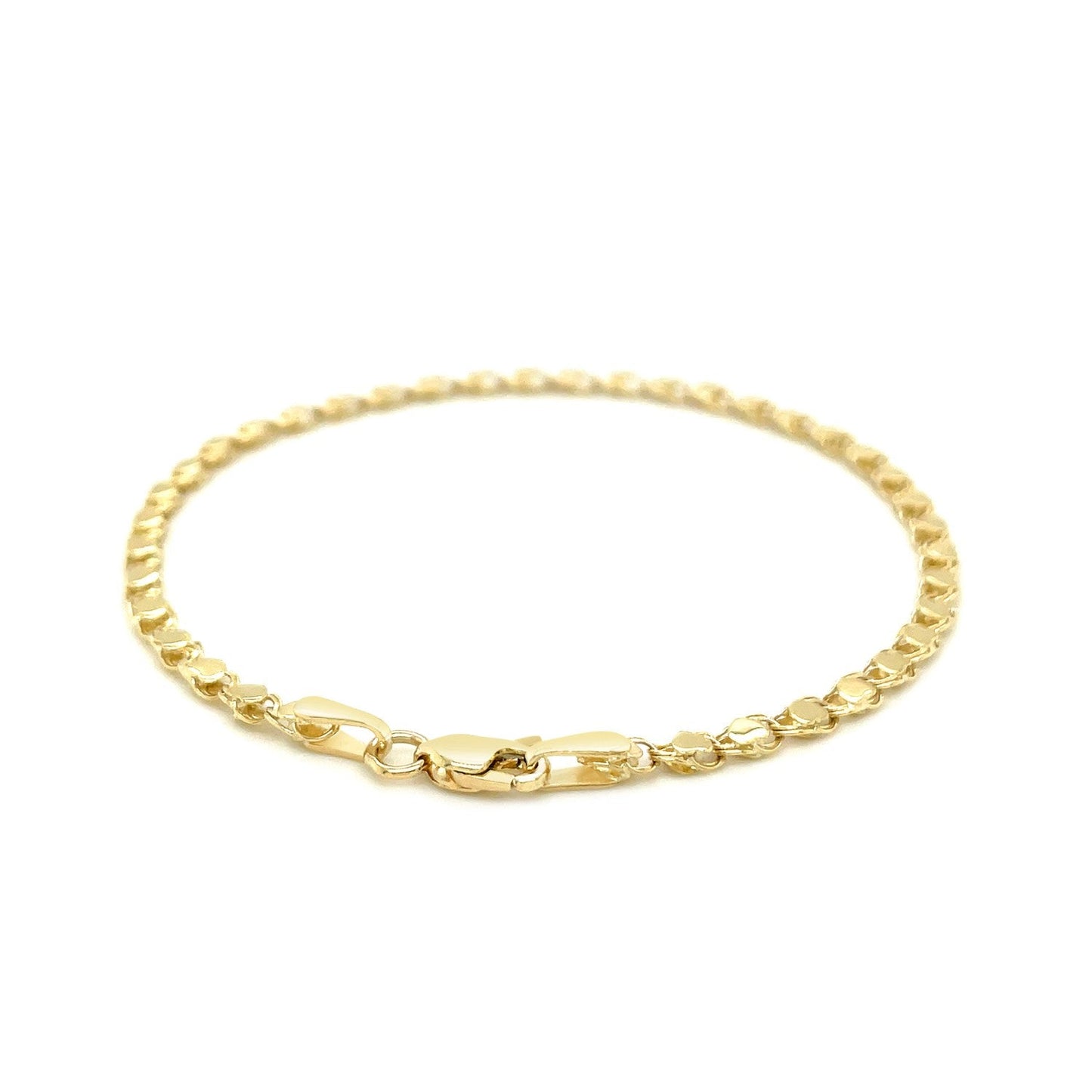 Pulsera de corazón de oro amarillo de 14k de 2.9mm