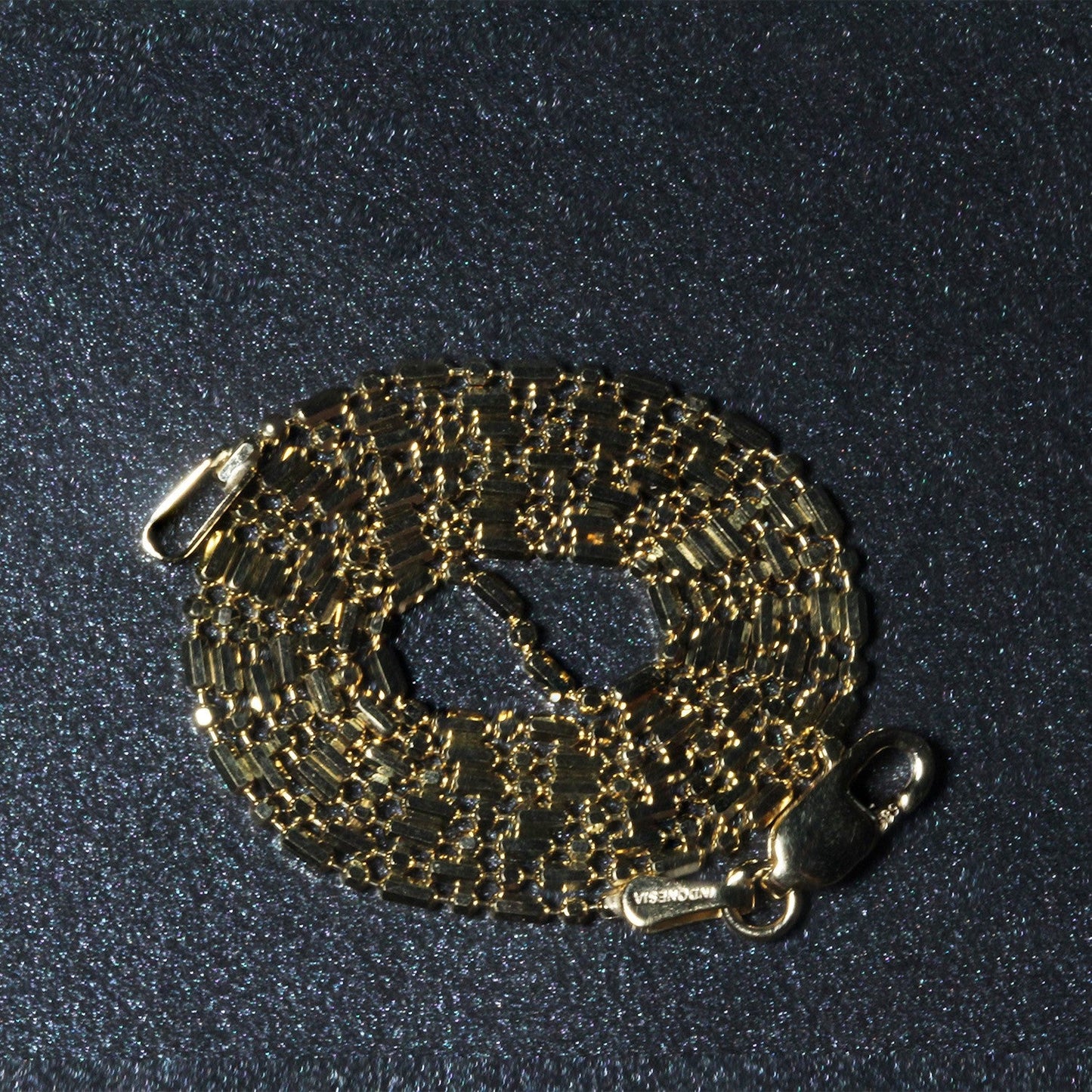 Cadena de cuentas alternas de oro amarillo de 14k con corte de diamante de 1.2 mm