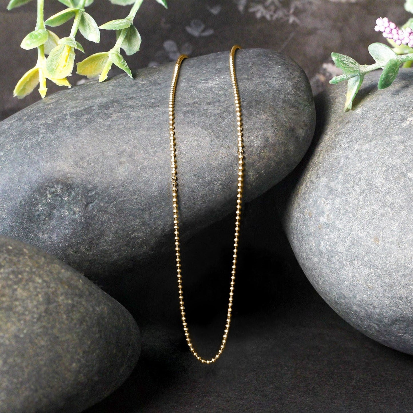 Cadena de bolas de oro amarillo de 14k de 1.0mm