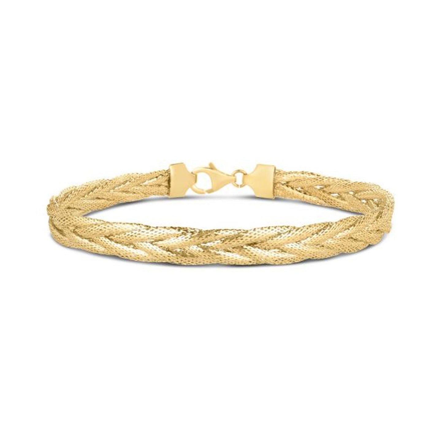 Pulsera trenzada de Rapunzel de oro amarillo de 14k (6.00 mm)