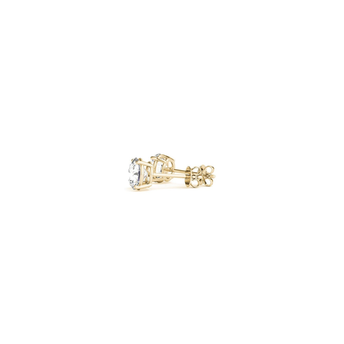 Pendientes de botón de diamante redondo cultivado en laboratorio de 1/2 quilate de peso total de 14k oro amarillo (G/VS2)