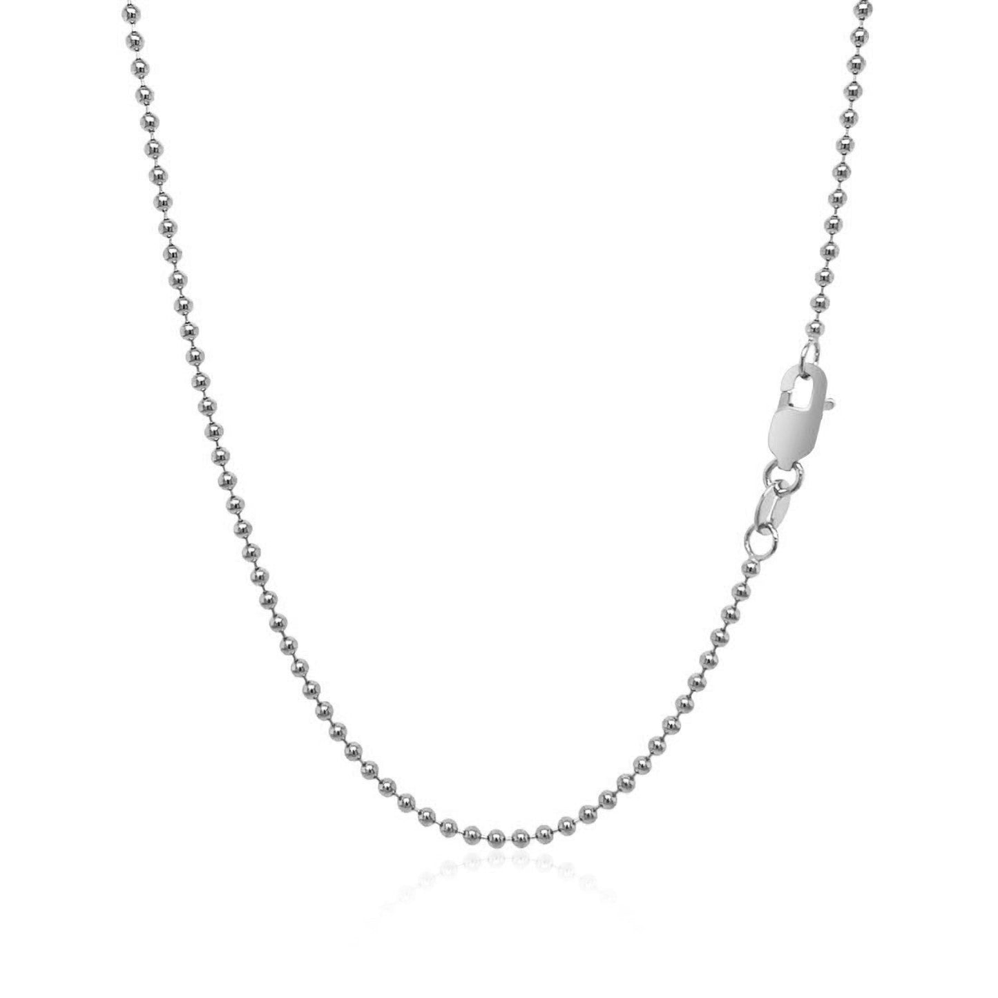 Cadena de cuentas de oro blanco de 14k de 1,5 mm