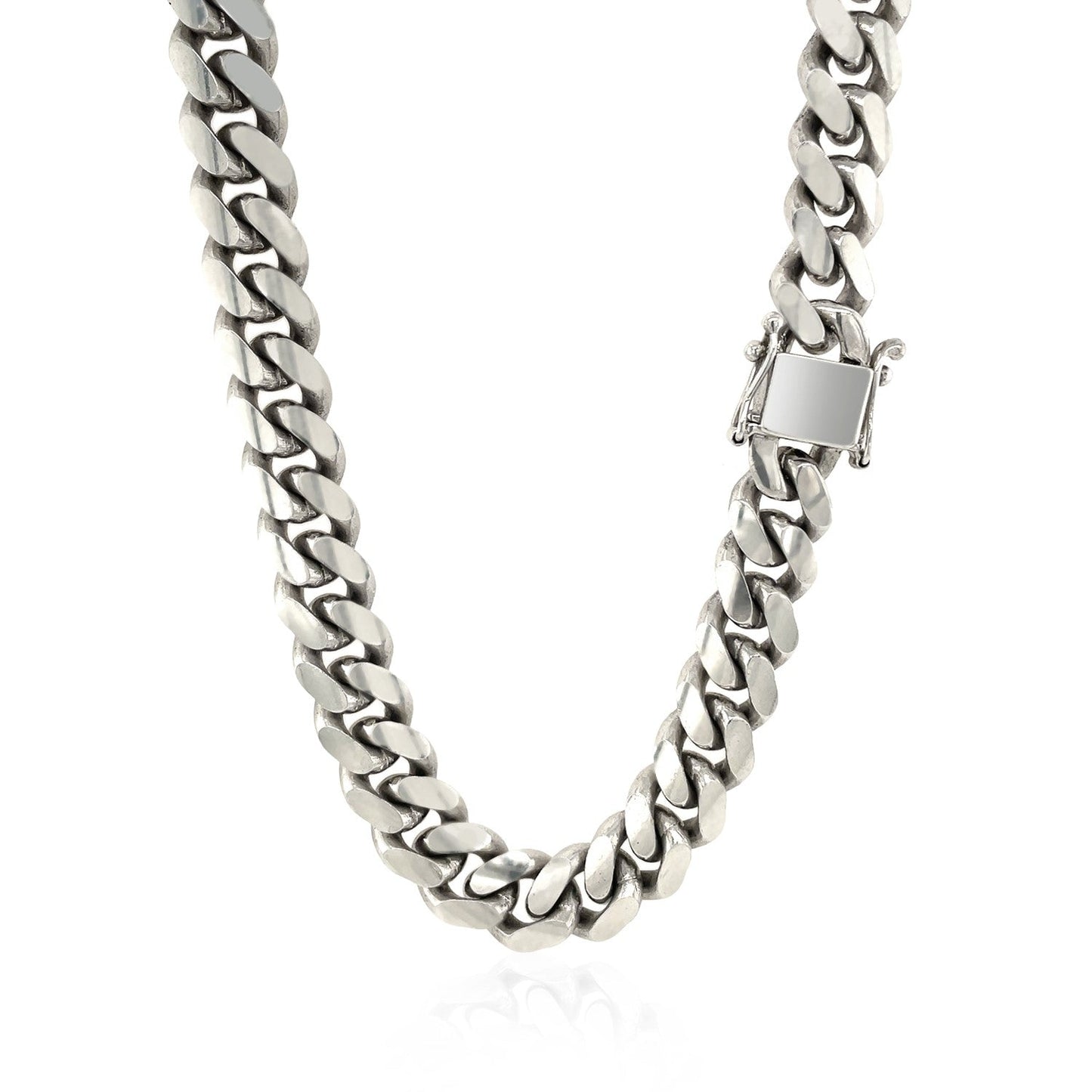 Cadena cubana Miami de plata de ley con baño de rodio de 9,8 mm