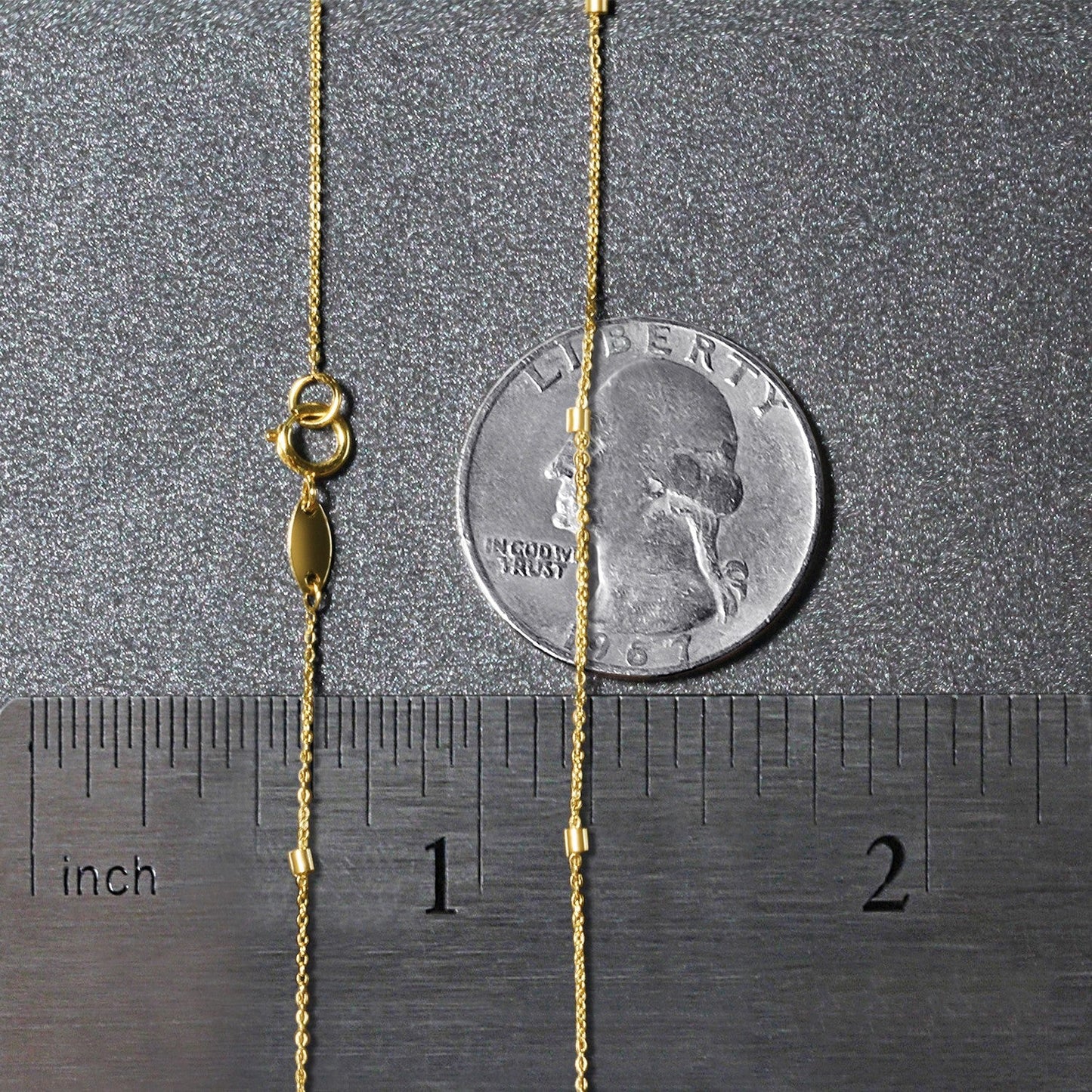 Cadena de eslabones de cuentas en oro amarillo de 14k (1,5 mm)