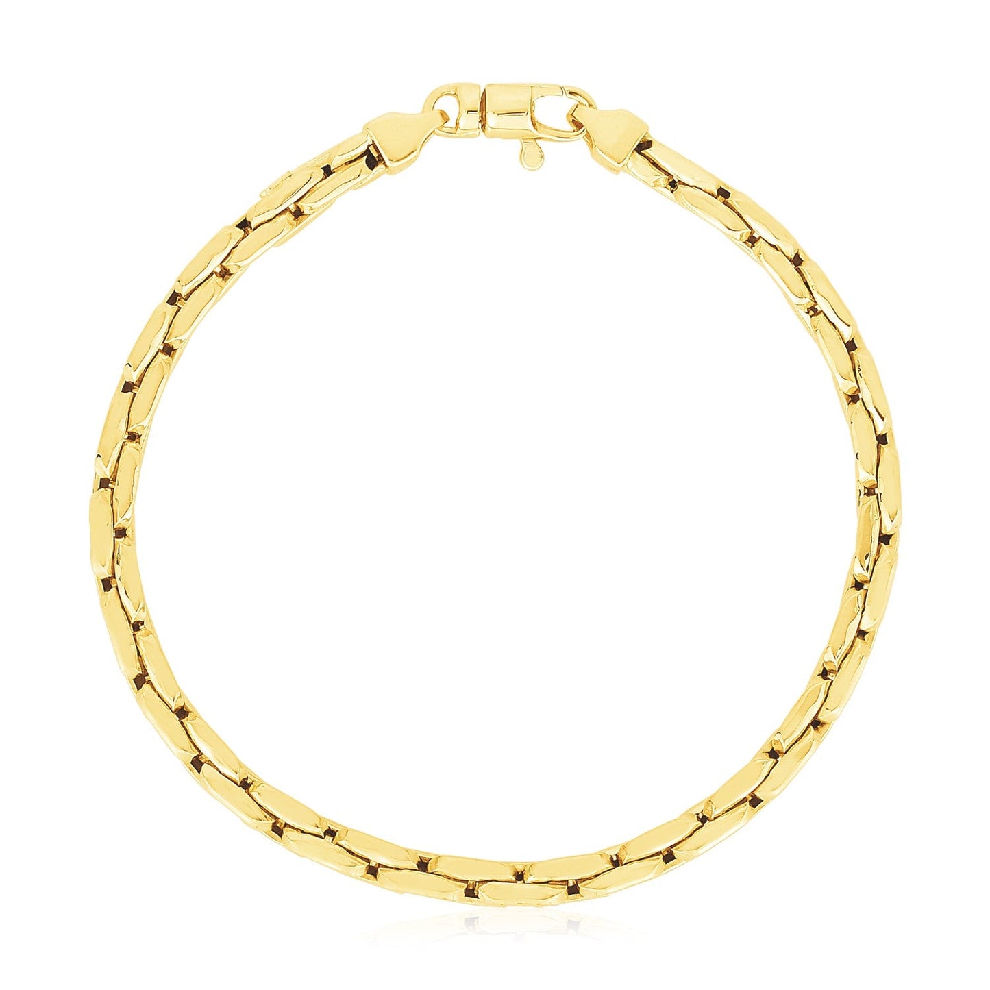 Pulsera de eslabones de cable comprimido en oro amarillo de 14k de alto pulido