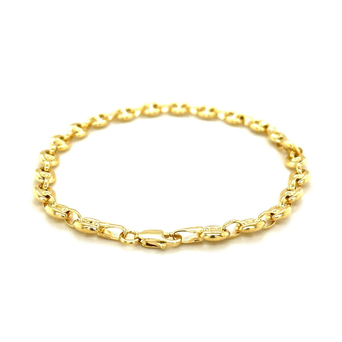 Tobillera marinera de oro amarillo de 14k de 4,7 mm de grosor