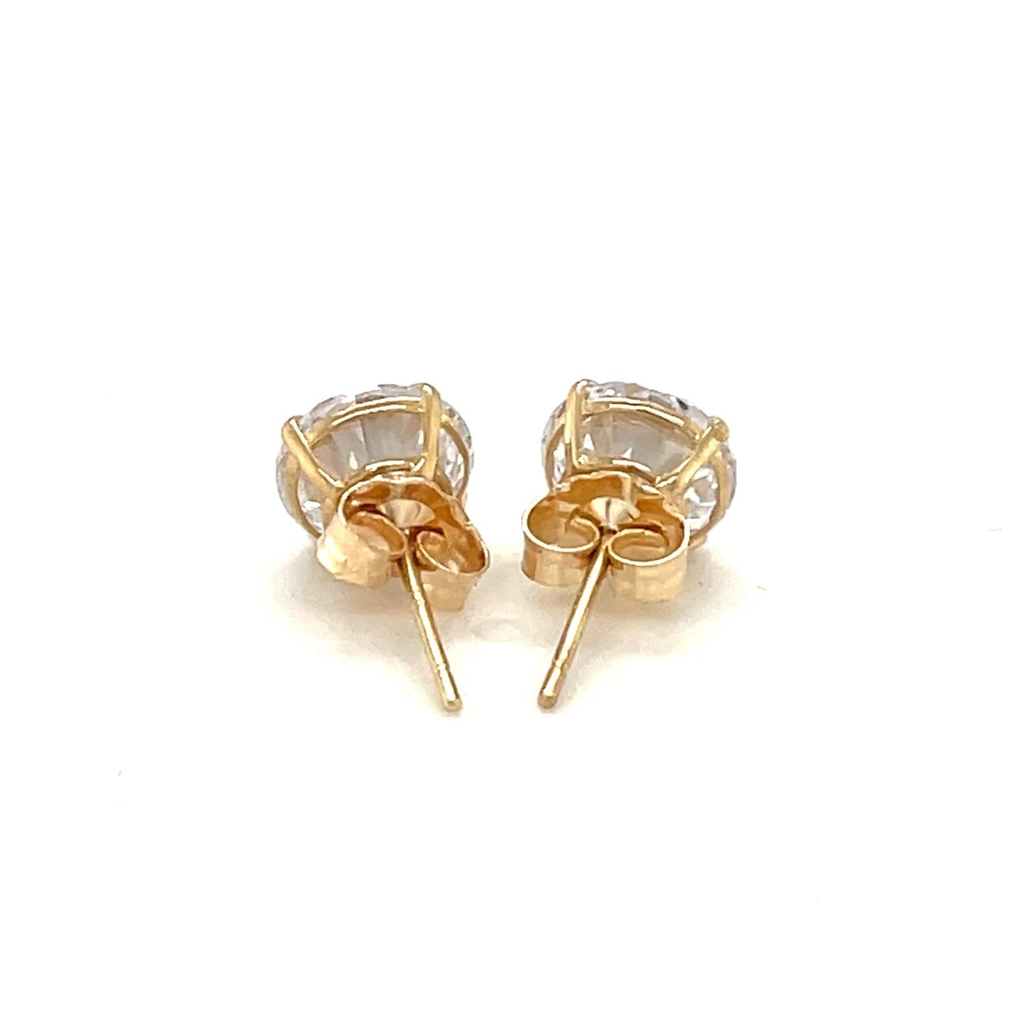Pendientes de oro amarillo de 14k con circonita cúbica facetada de tonalidad blanca