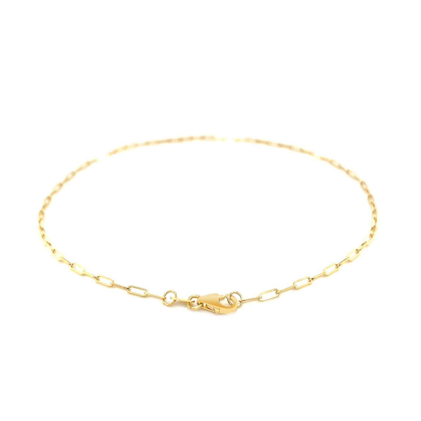 Tobillera fina de oro amarillo de 14K con diseño de clip (1.5mm)