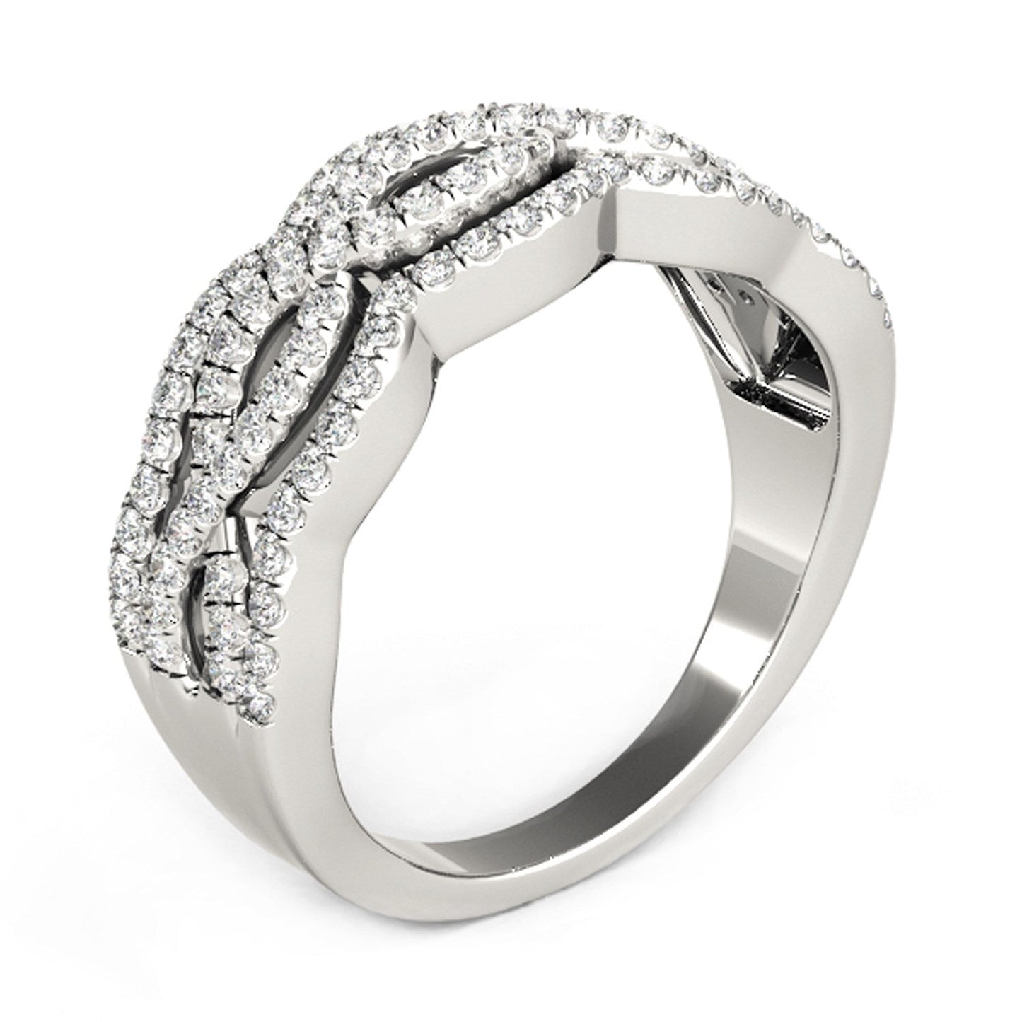 Anillo de oro blanco de 14k con cuatro curvas y diamantes (5/8 cttw)