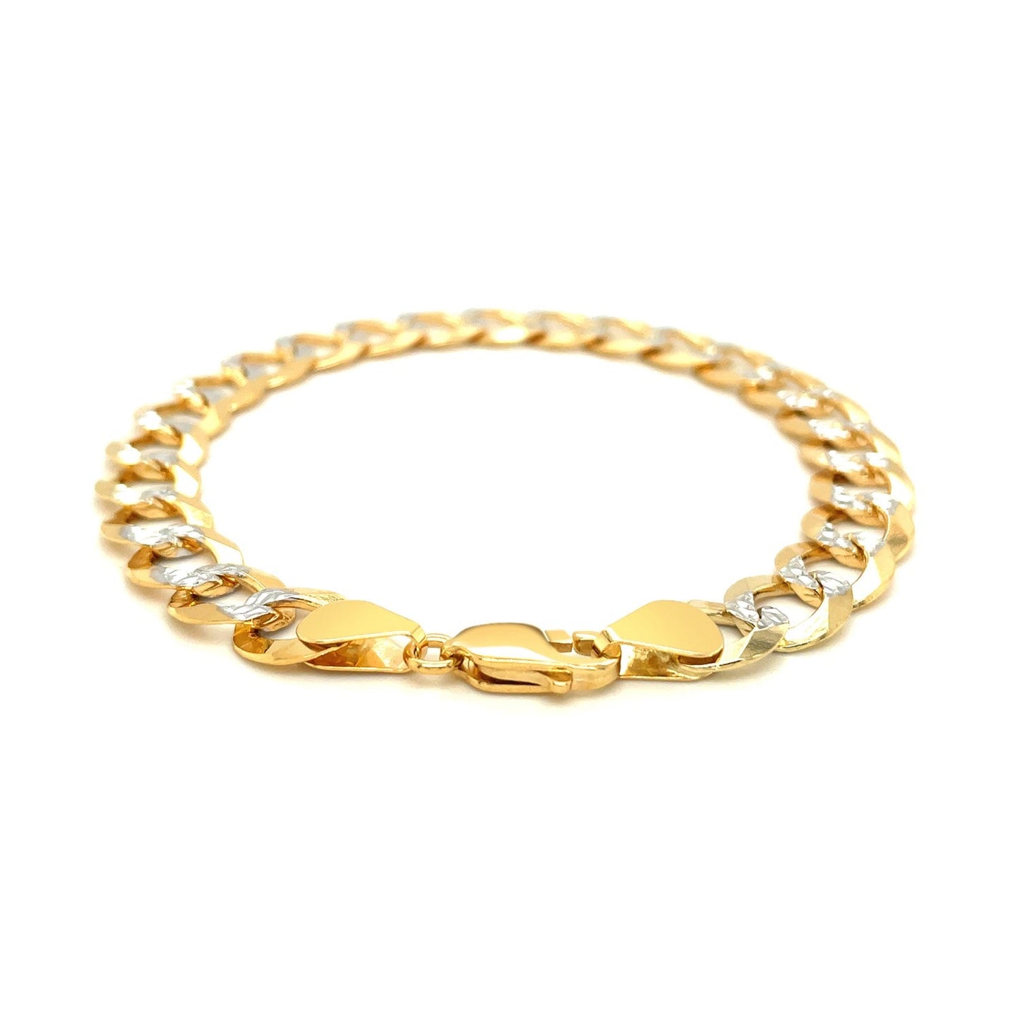 Pulsera de eslabones de 10 mm en oro bicolor de 14k con pavé