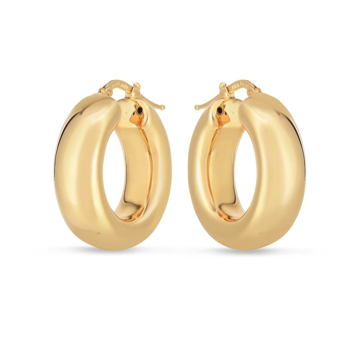 Pendientes de aro medianos inflados de oro amarillo de 14k