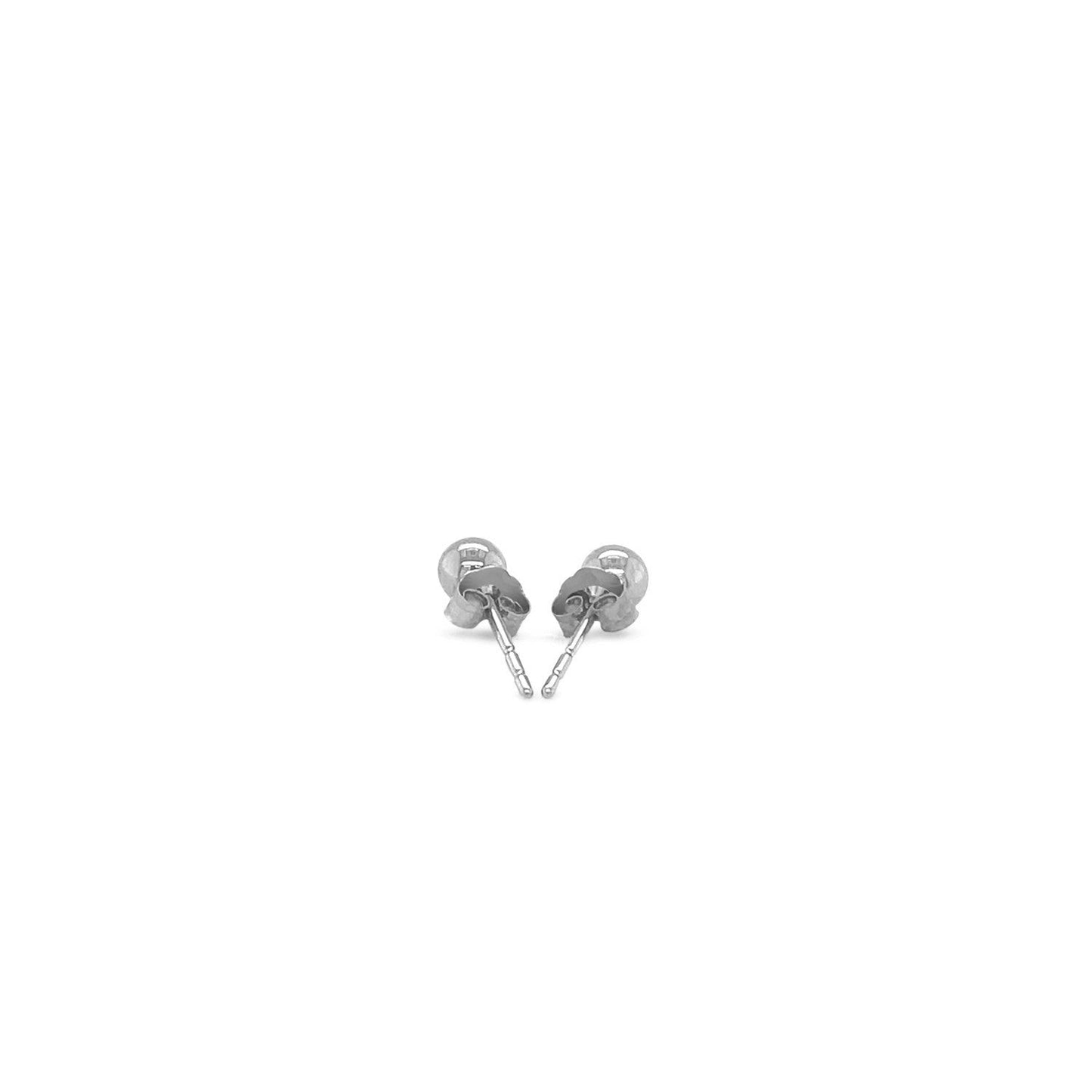 Pendientes de botón redondos de oro blanco de 14k (4.0 mm)