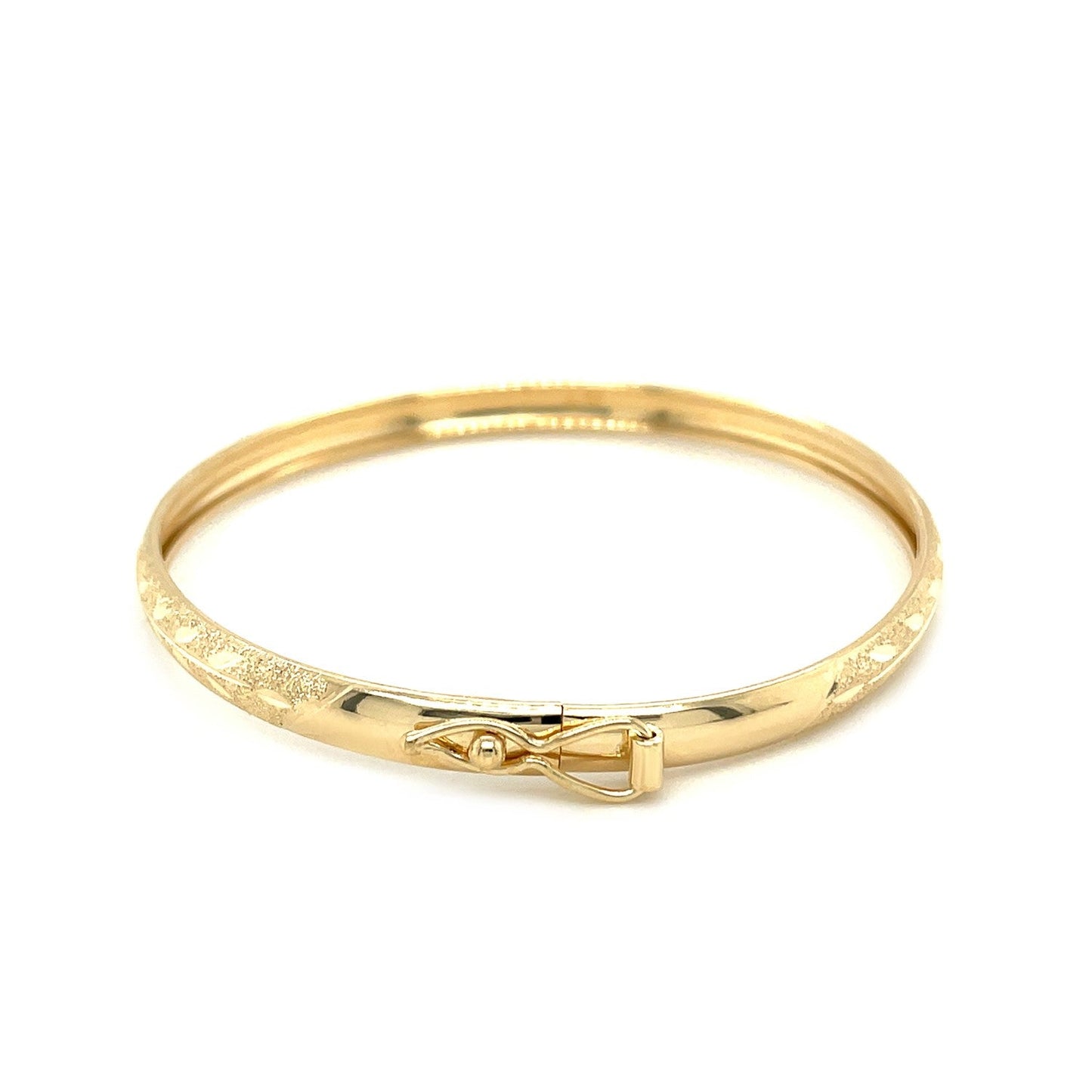 Pulsera de oro amarillo de 10k tipo cúpula con corte florentino y diamante para niños