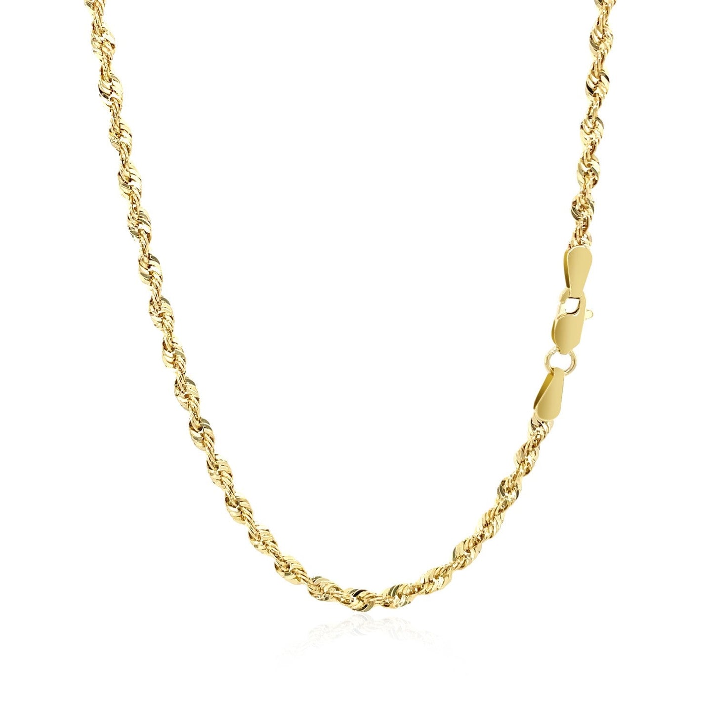 Cadena de cuerda ligera de oro amarillo de 14k de 2.5mm