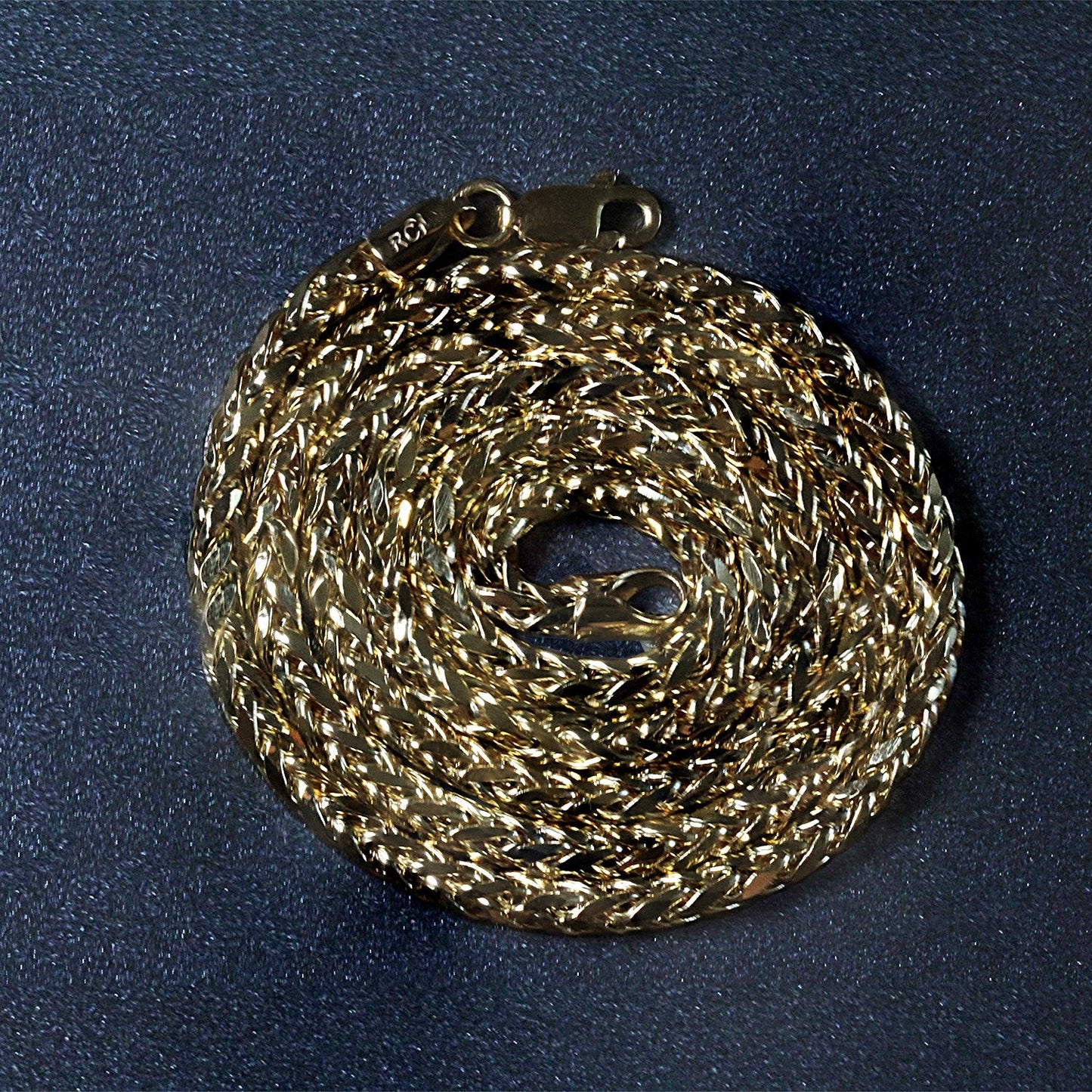 Cadena Franco redonda de oro amarillo de 14k con corte de diamante de 3,15mm