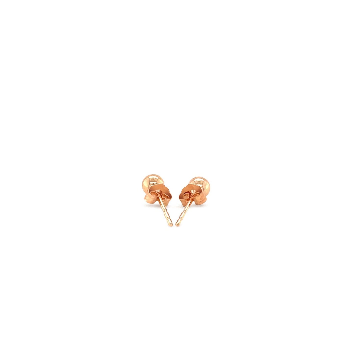 Pendientes de botón de oro rosa de 14k estilo bola (4.0 mm)