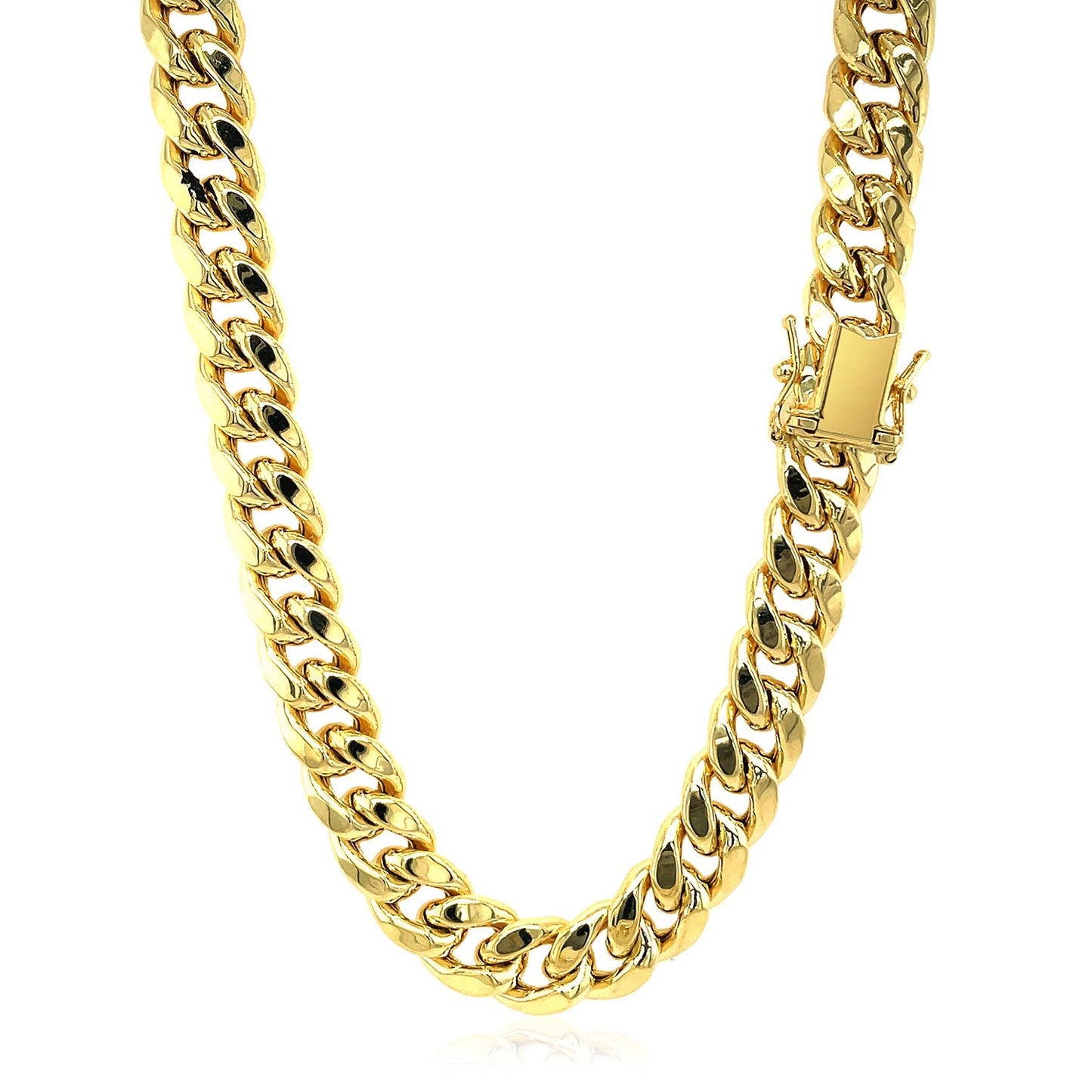 Cadena cubana Miami semirrígida de oro amarillo de 14k y 9.0 mm