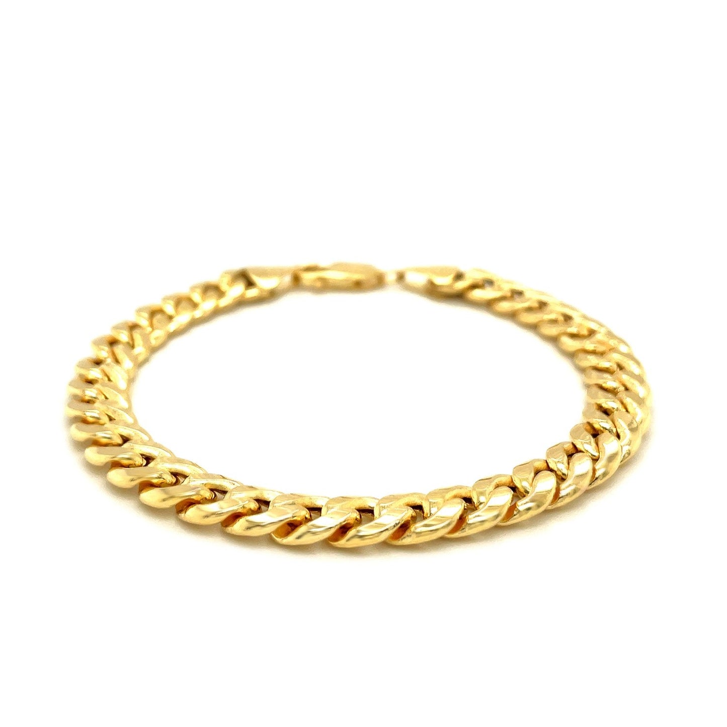 Pulsera semirrígida cubana de oro amarillo de 14k de 7.8mm