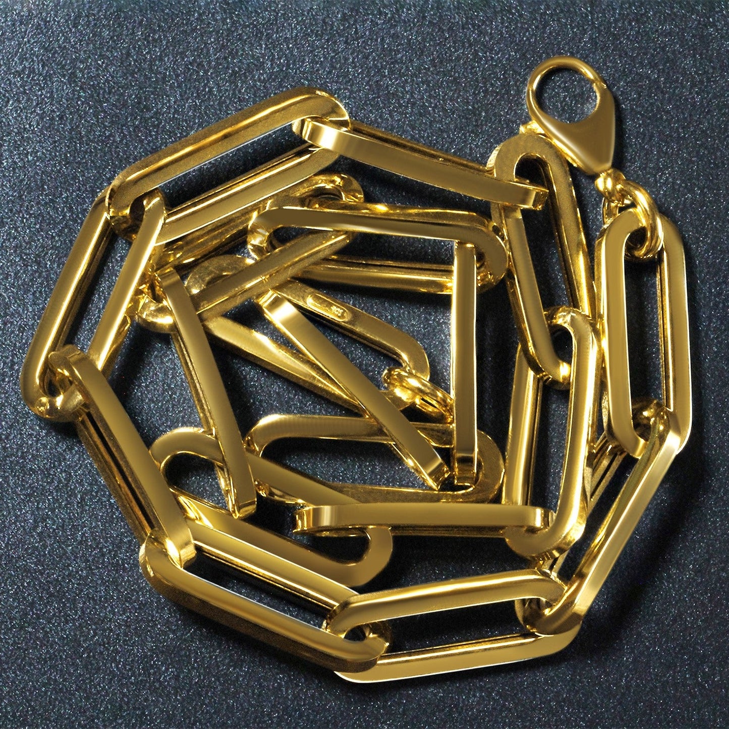 Gargantilla de cadena Paperclip extra ancha de oro amarillo de 14k